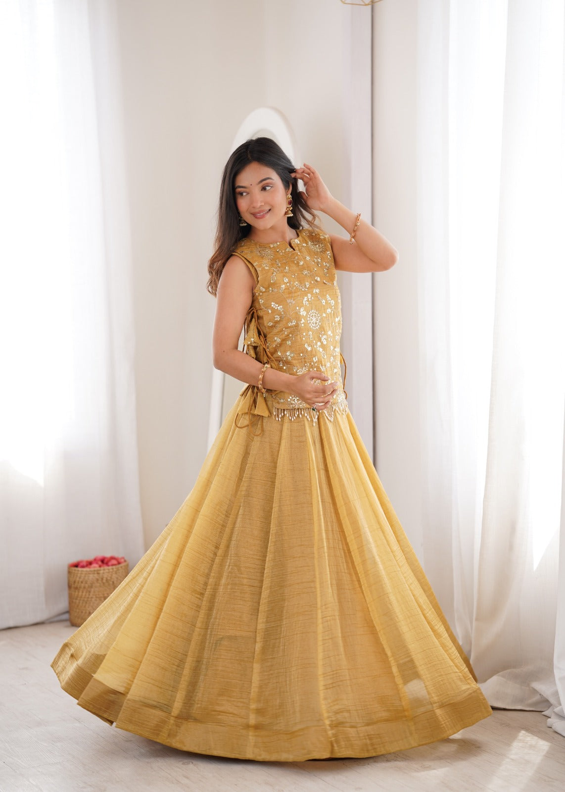 Designer crushed silk lehenga ✨