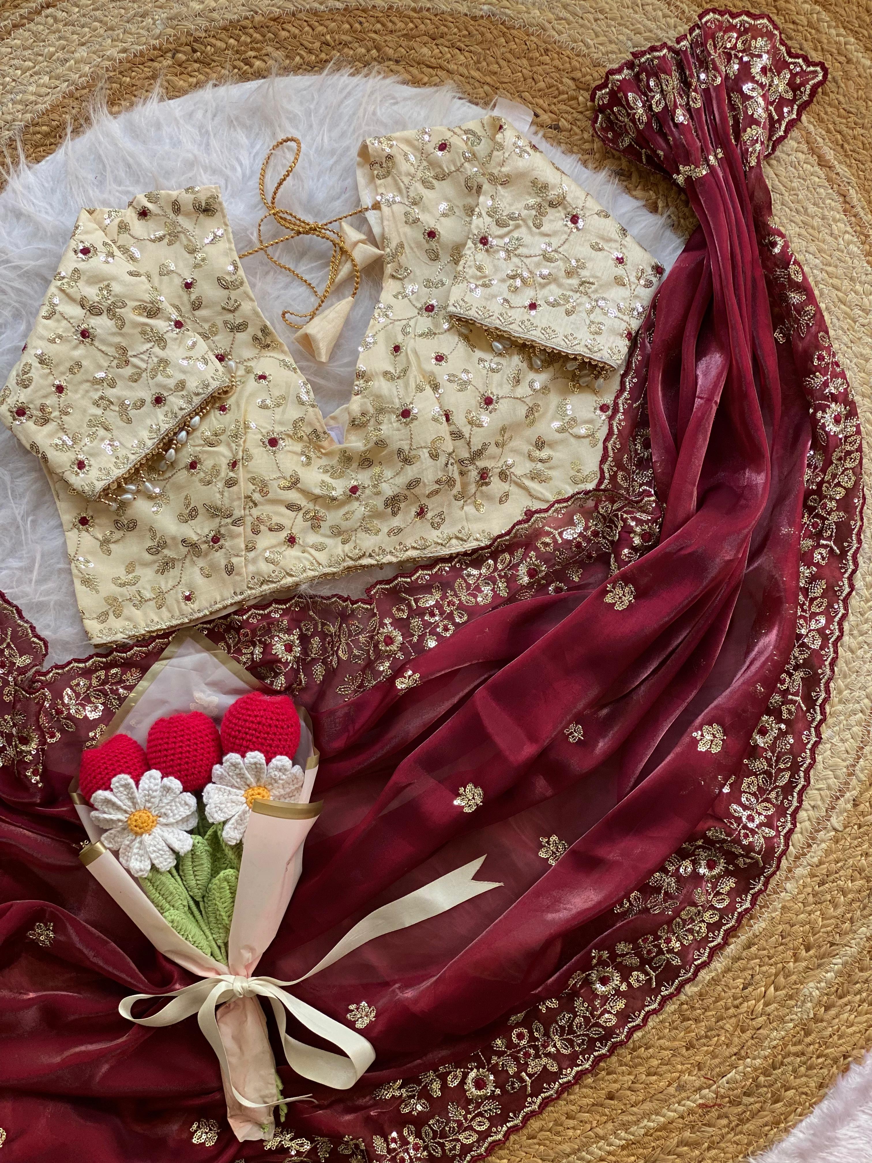 Moni silk designer saree with stitched blouse
