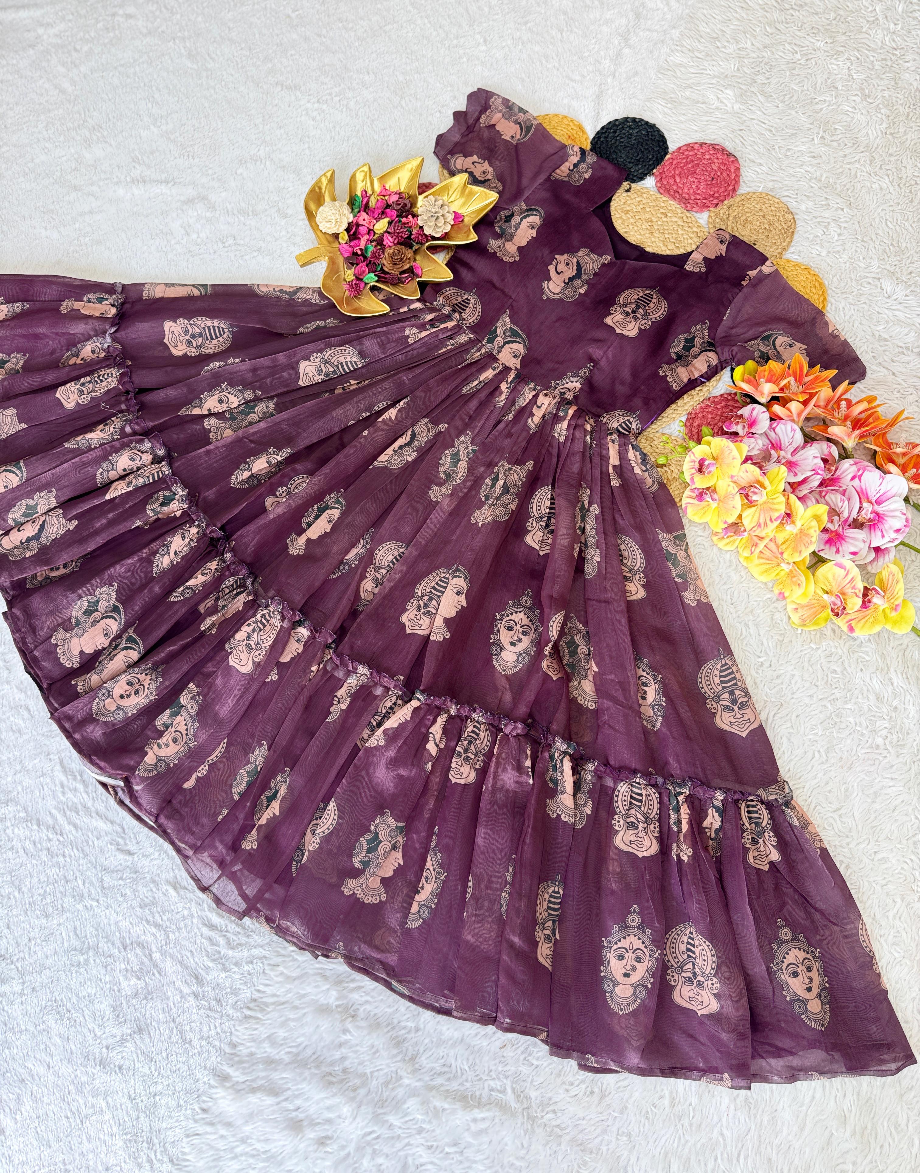 Chenderi cotton kalamkari inspired frocks