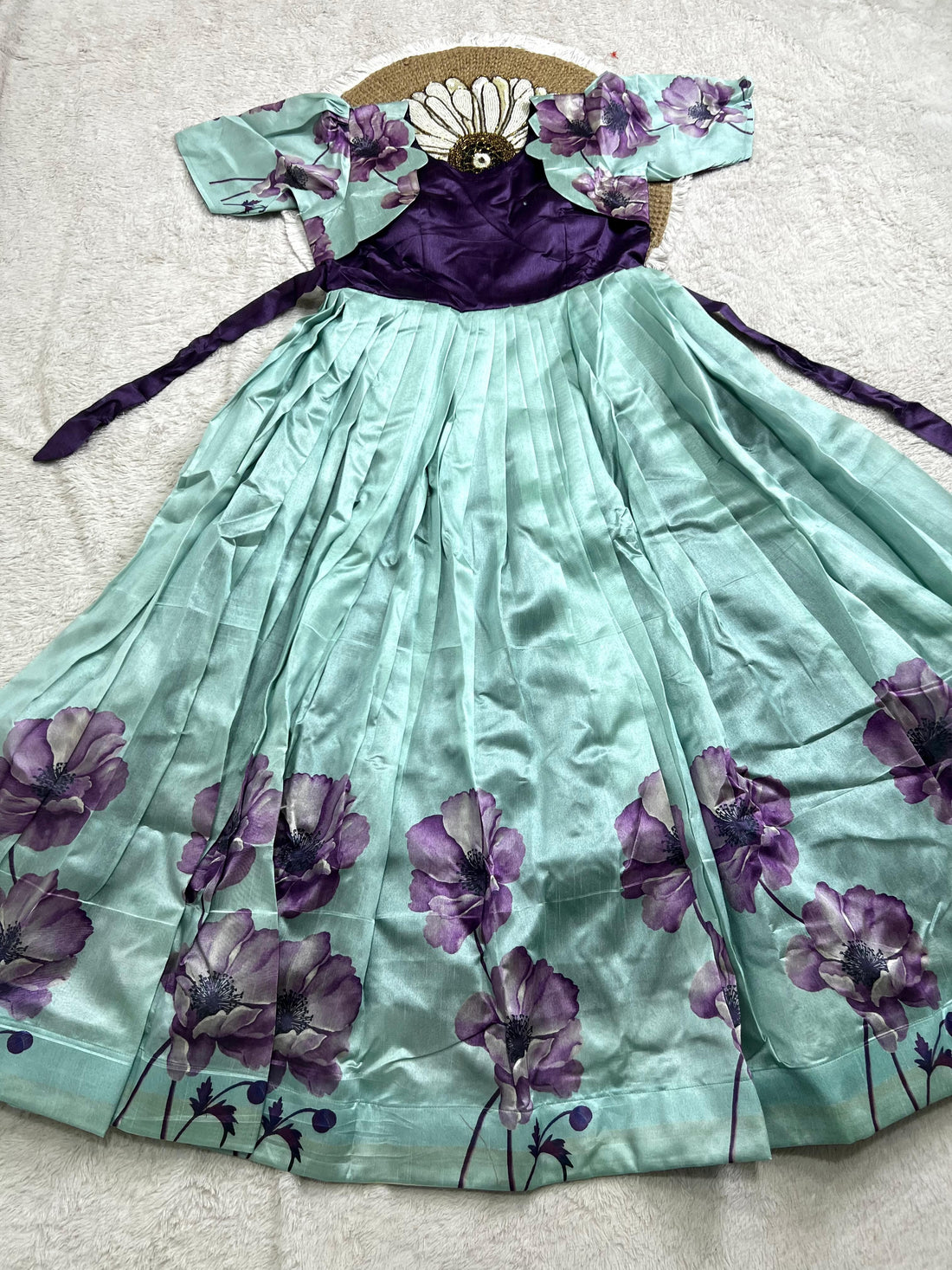 Floral printed silk gowns