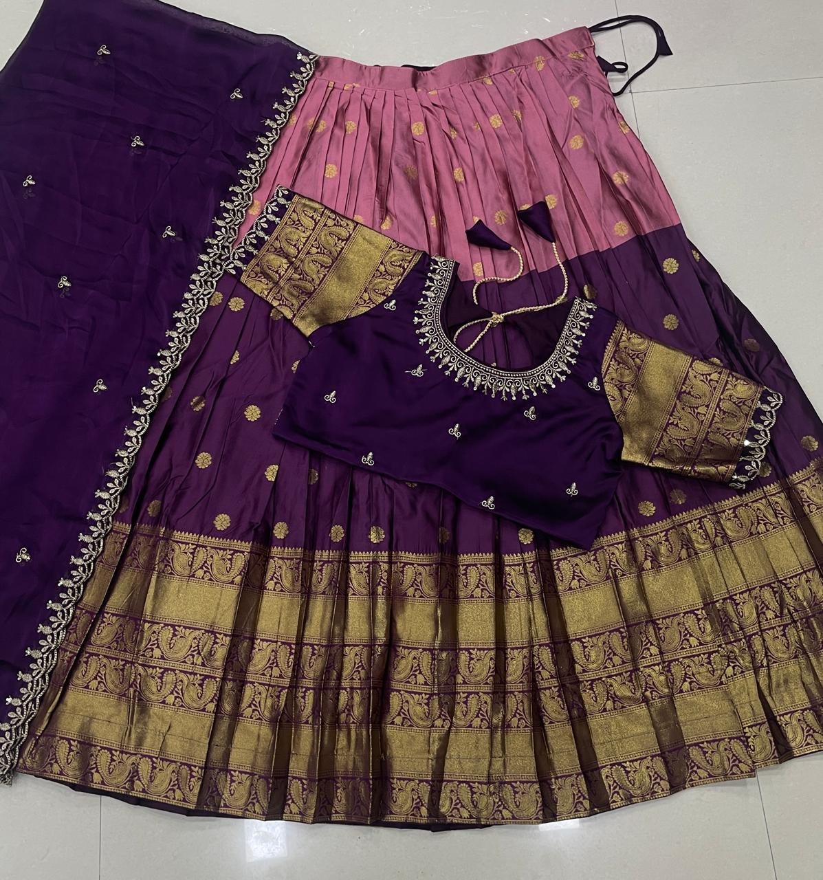 Kanjivaram silk fully stitched lehengas ✨