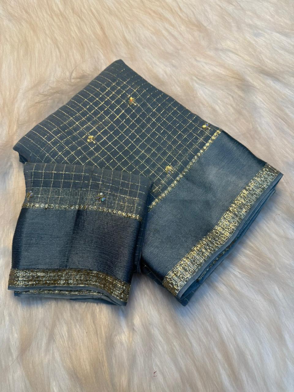 Viscose georgette sequence buties saree