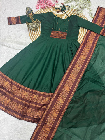 pattu cotton gown with duppata