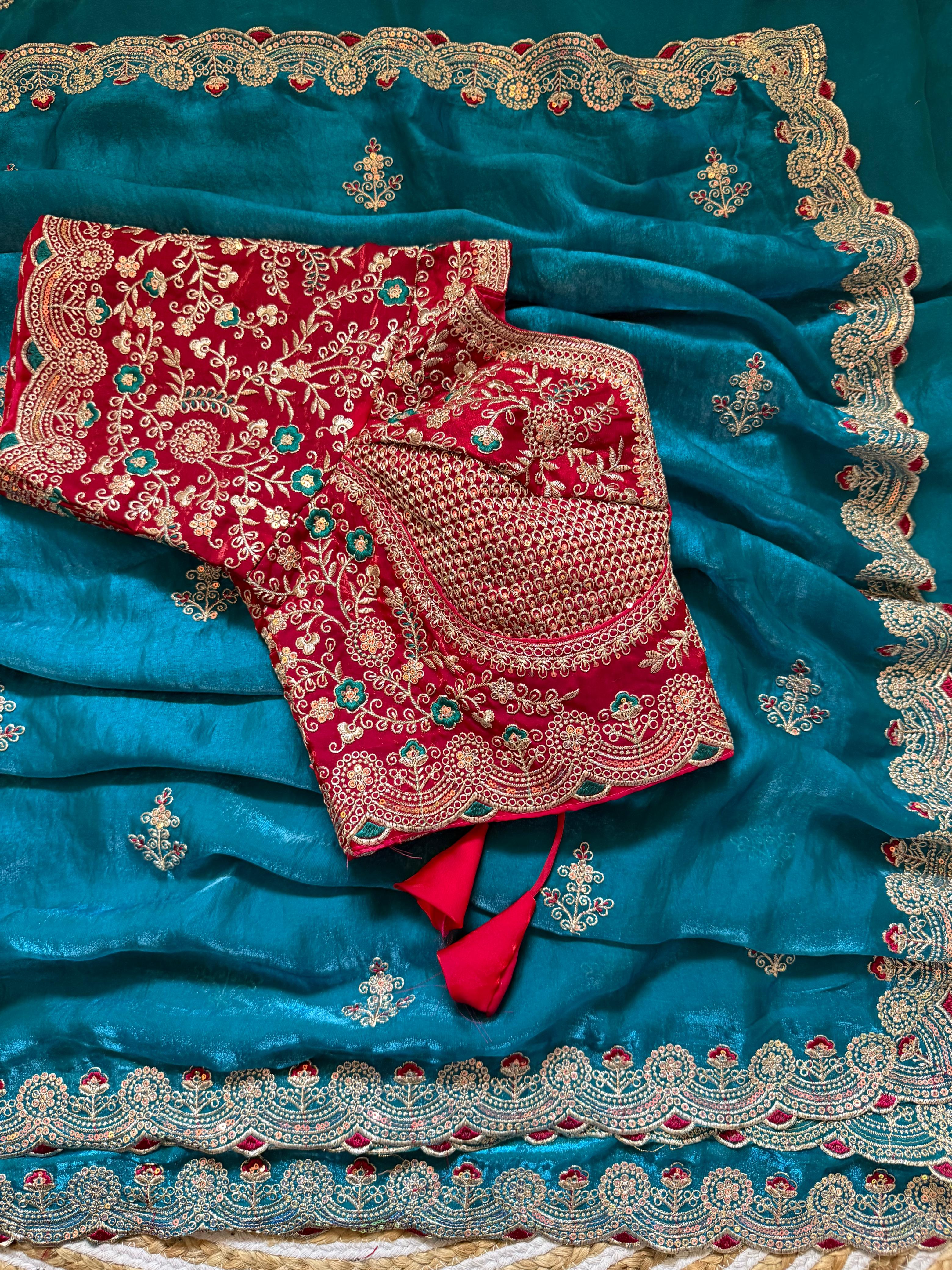 Space silk heavy designer saree