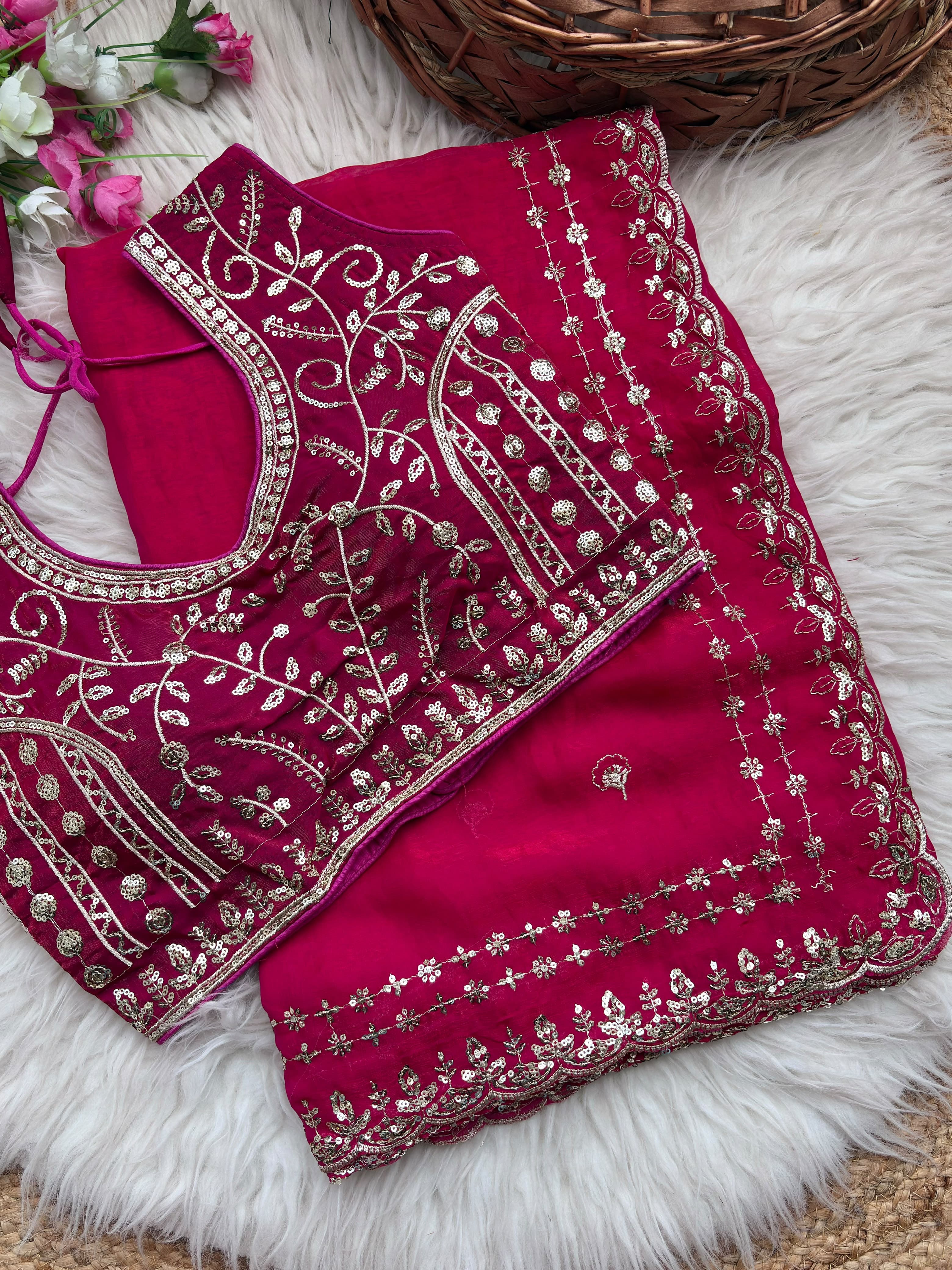 Fendy sattin designer saree ✨