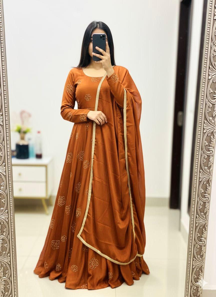 Rangoli silk gown with duppata