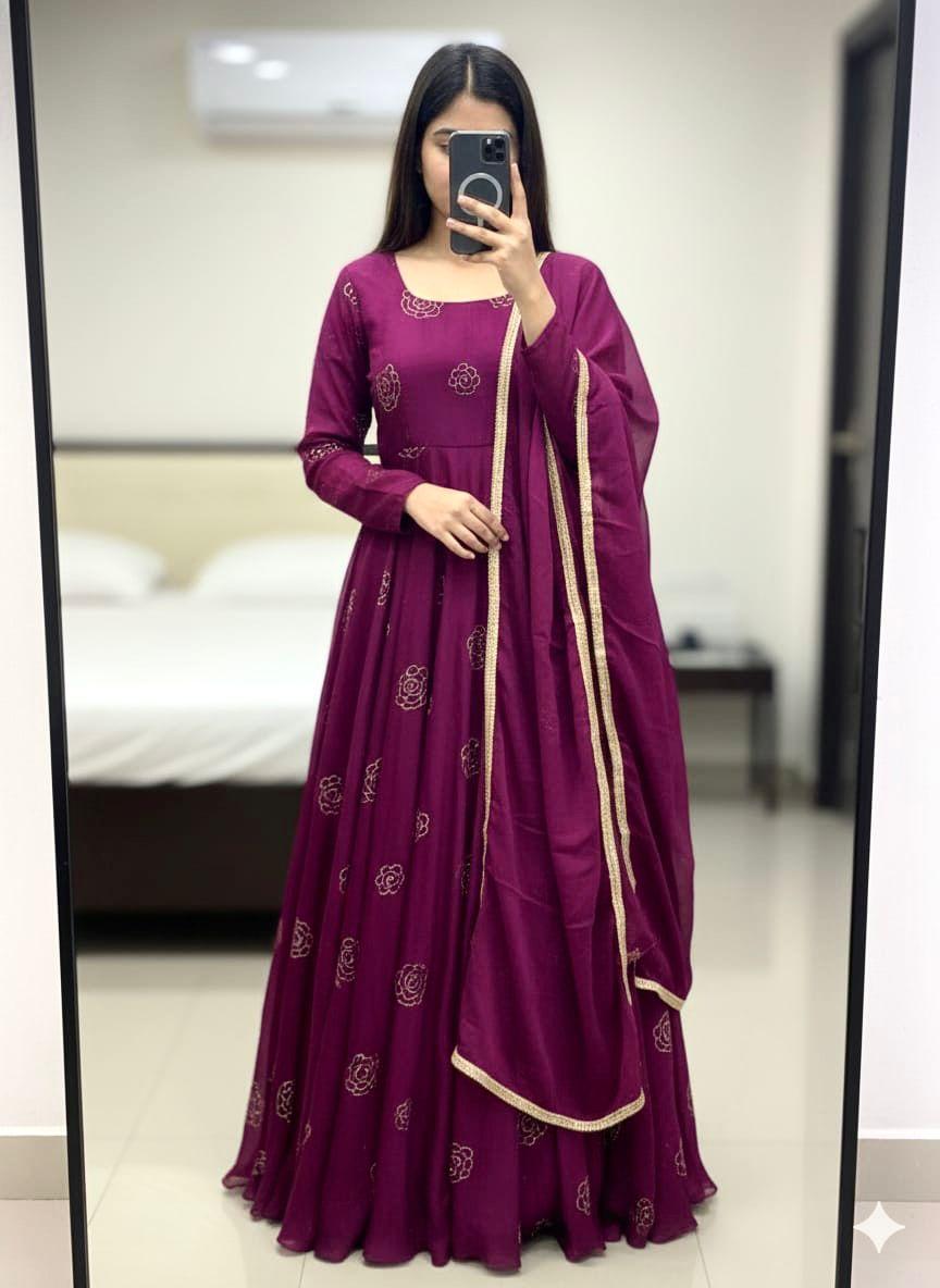 Rangoli silk gown with duppata