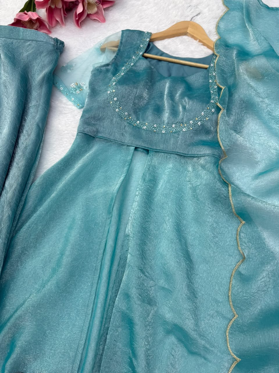 Crush silk anarkali suit ✨