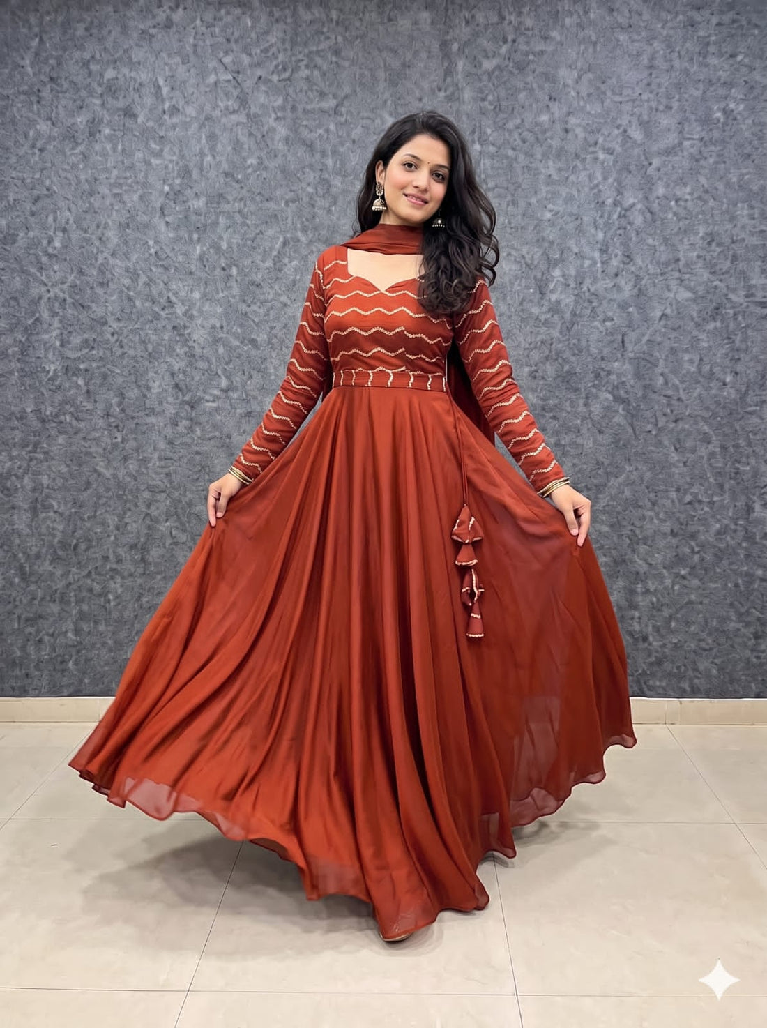 Rangoli silk gown with duppata ✨