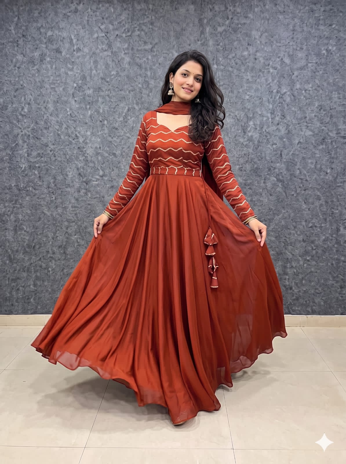 Rangoli silk gown with duppata ✨