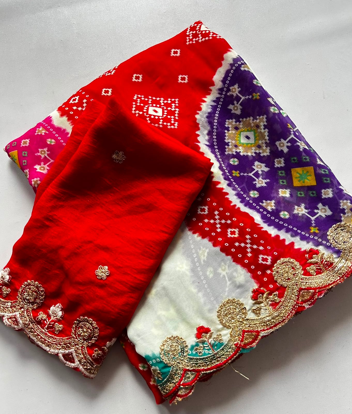 Bandhini design sequence work saree
