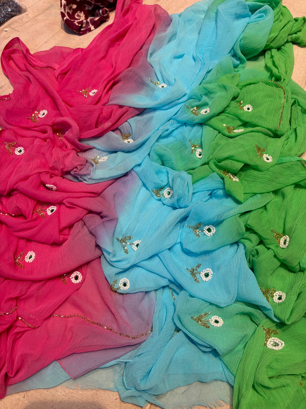Multi shades half pure shiffon sarees