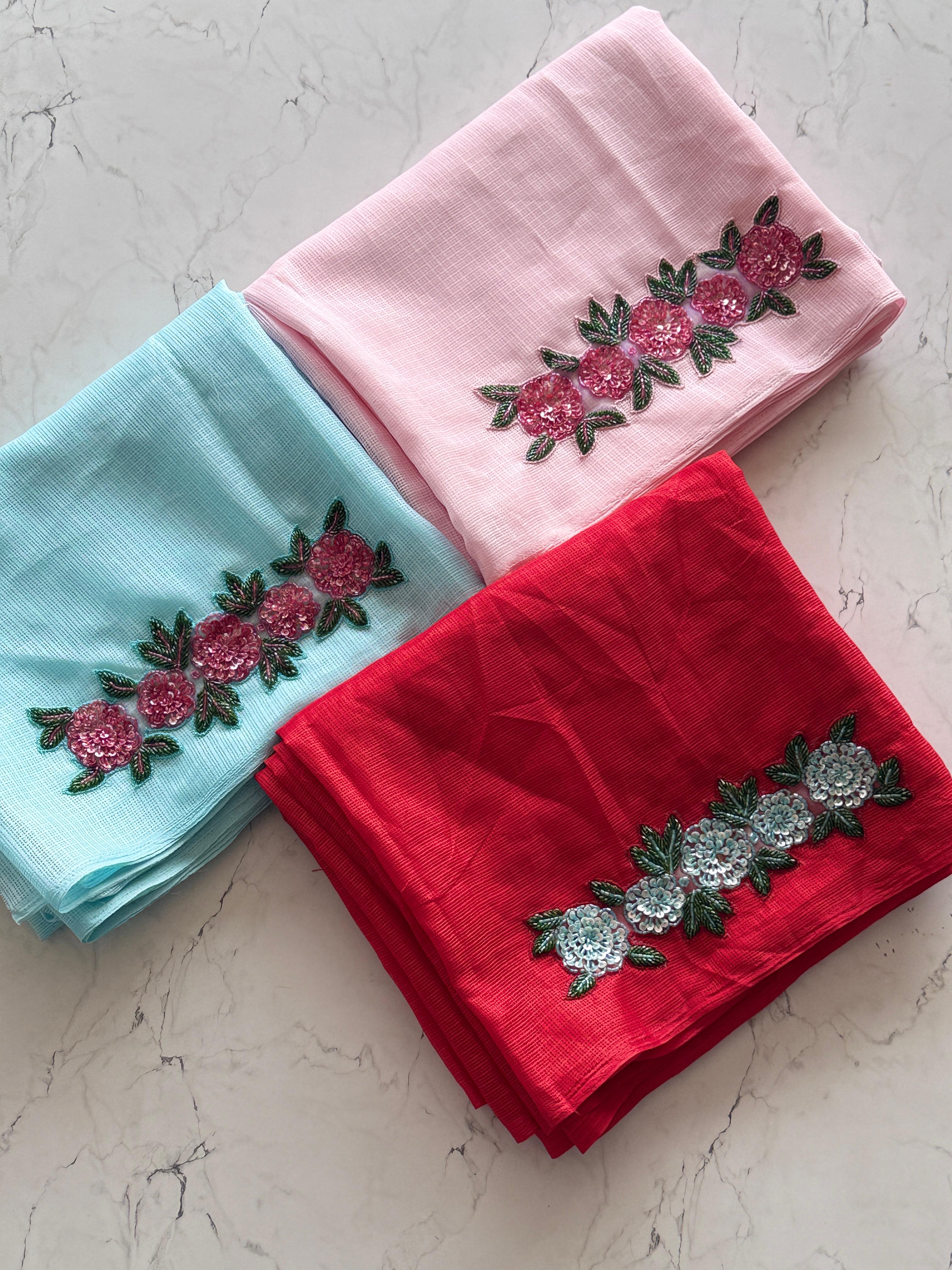 Premium kota Doria saree with hand cut Dana work