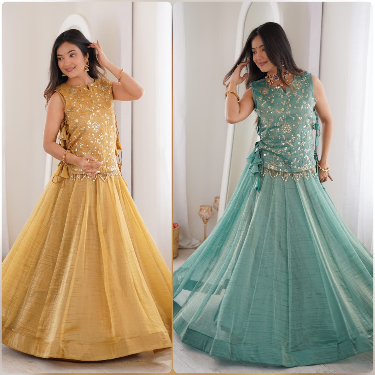 Designer crushed silk lehenga ✨