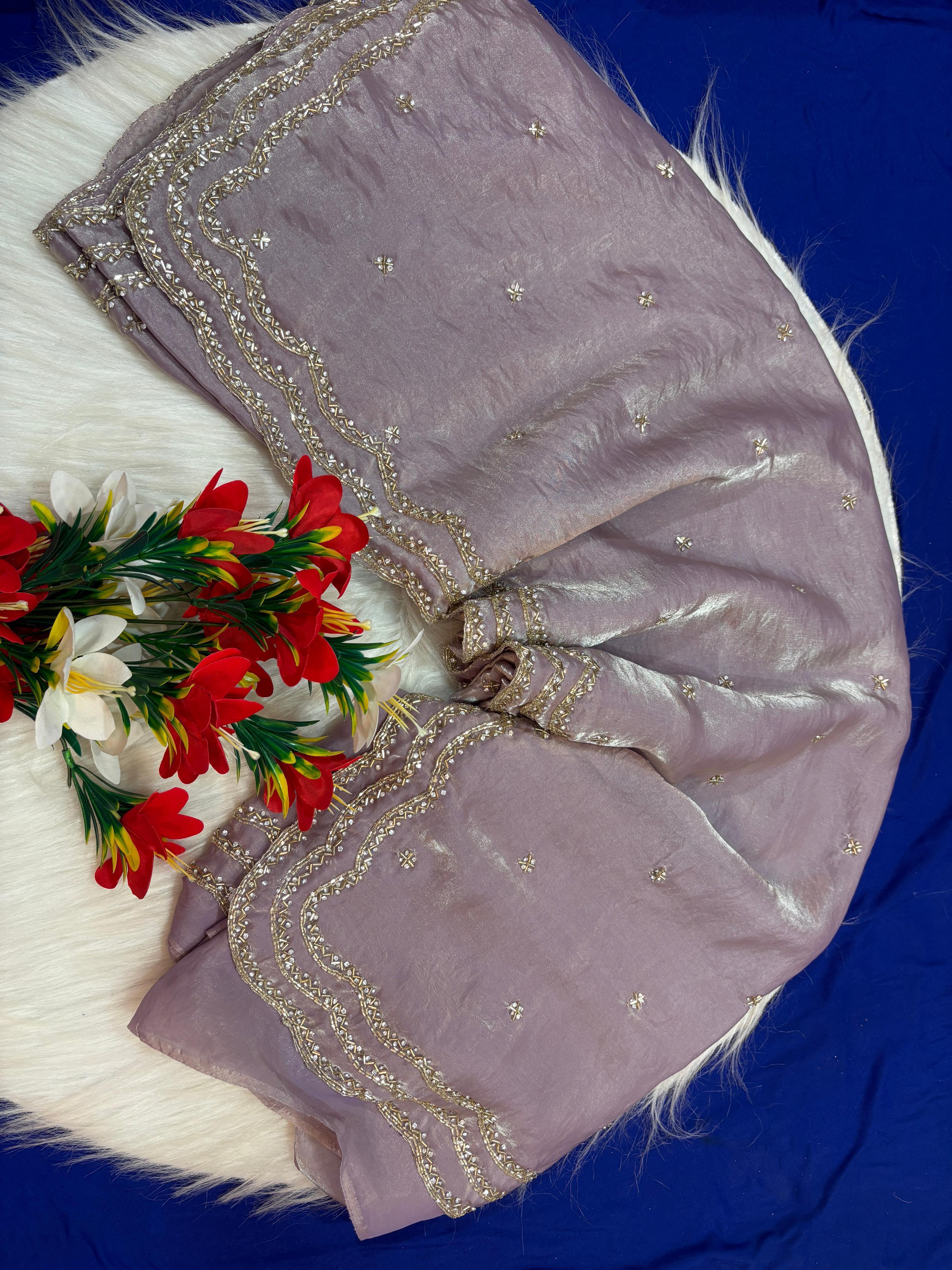 Rose 🌹 3 lines heavy designer saree ✨