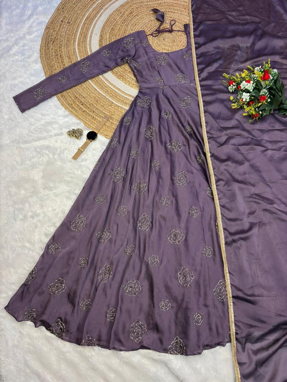 Rangoli silk gown with duppata