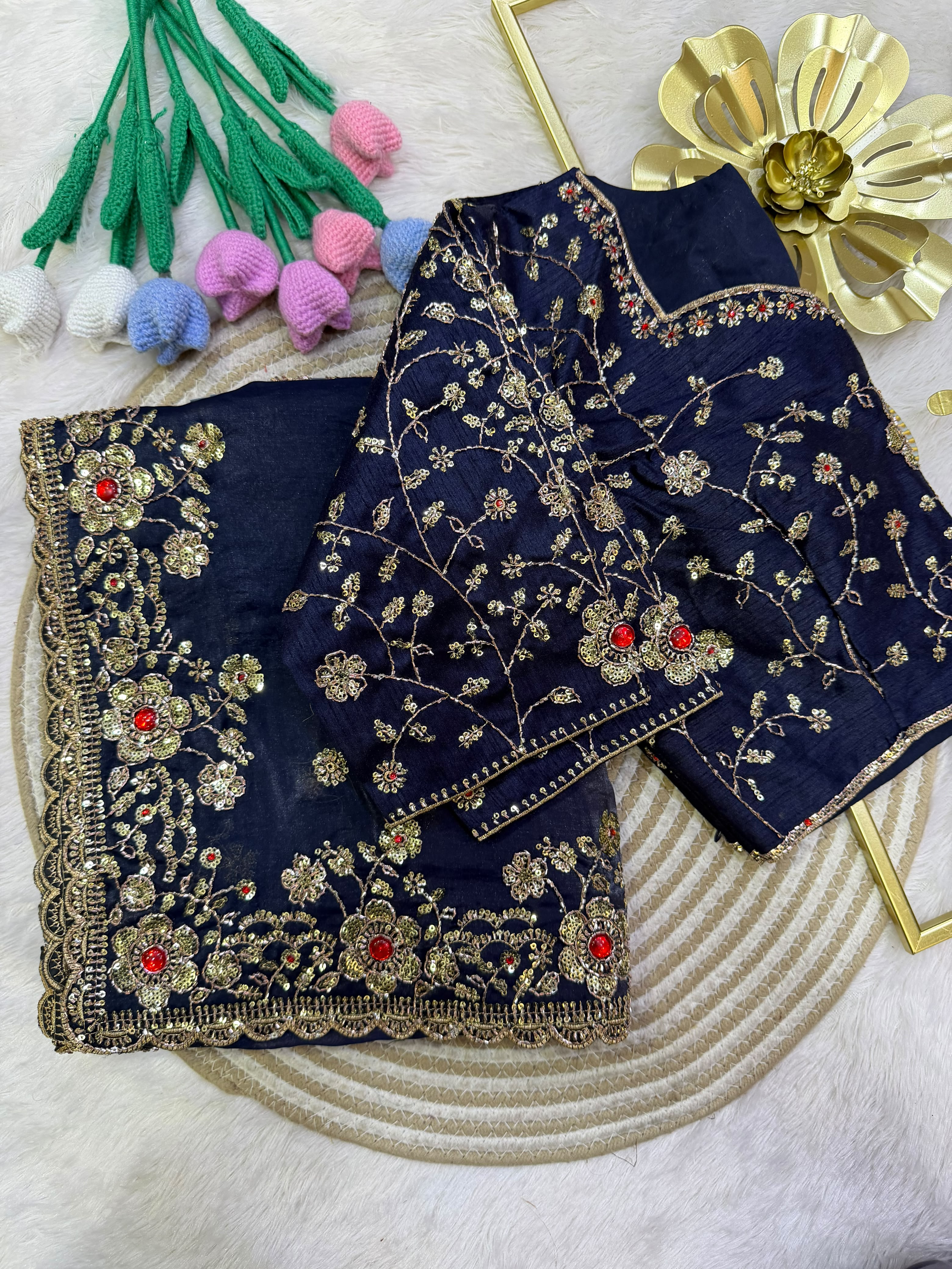 Designer dual shade saree✨