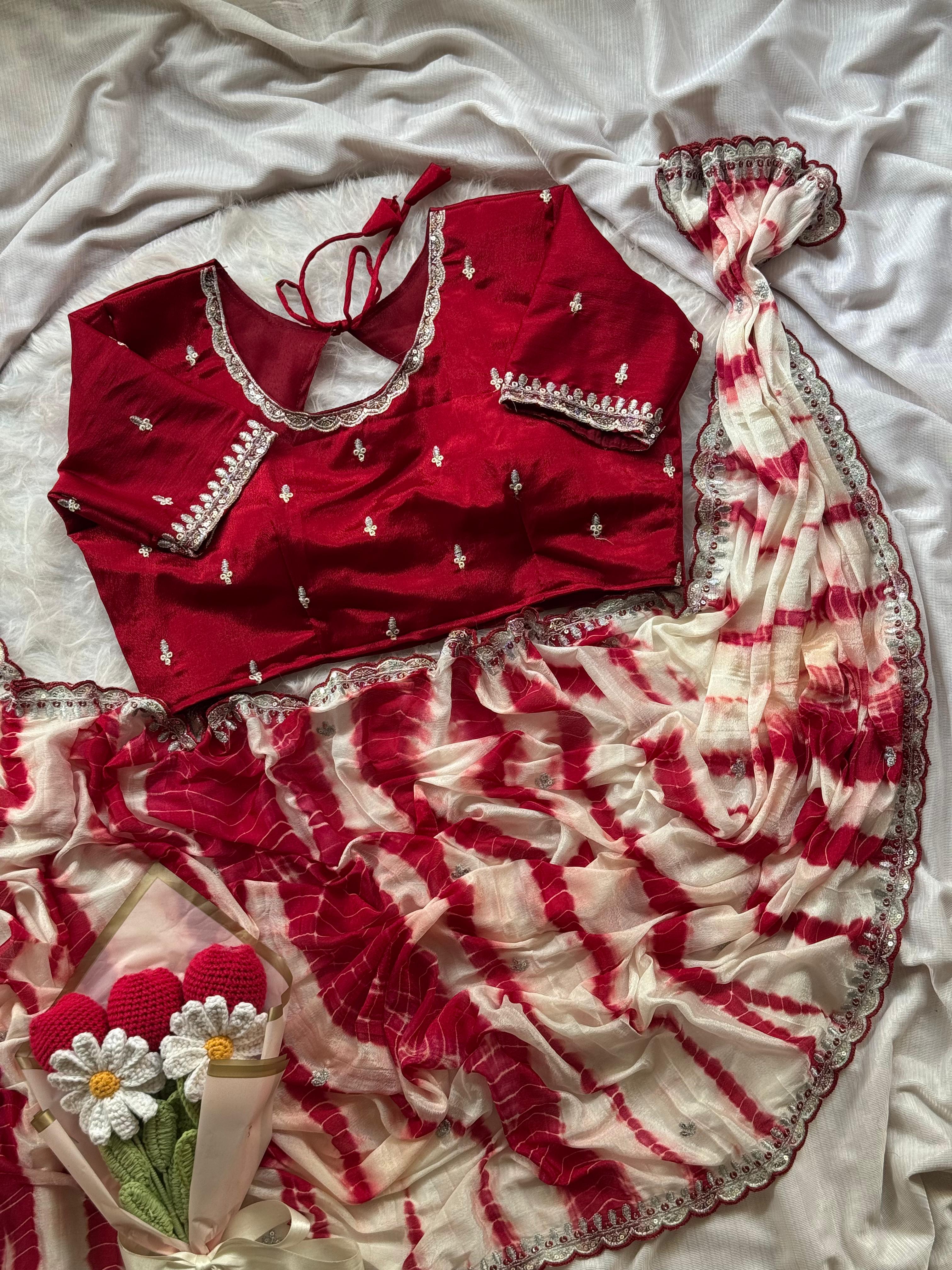 Soft chinnon shibori Tie & Die saree