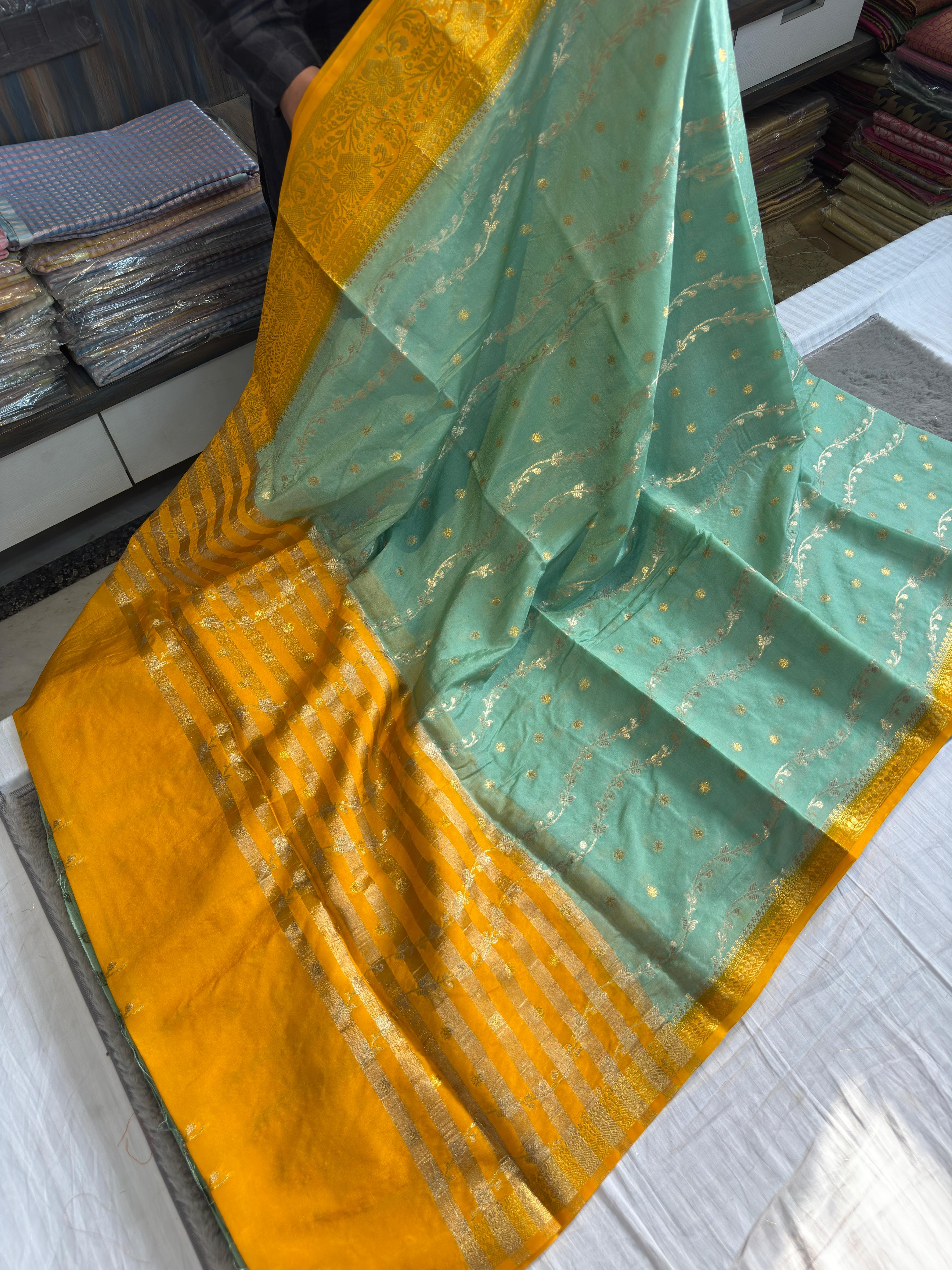 Benaresi dyble dupion soft silk saree