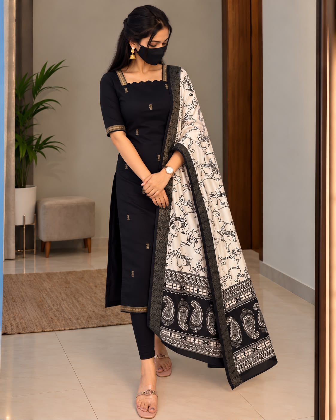 Mangalagiri butta silk cotton Top with Duppatta ✨