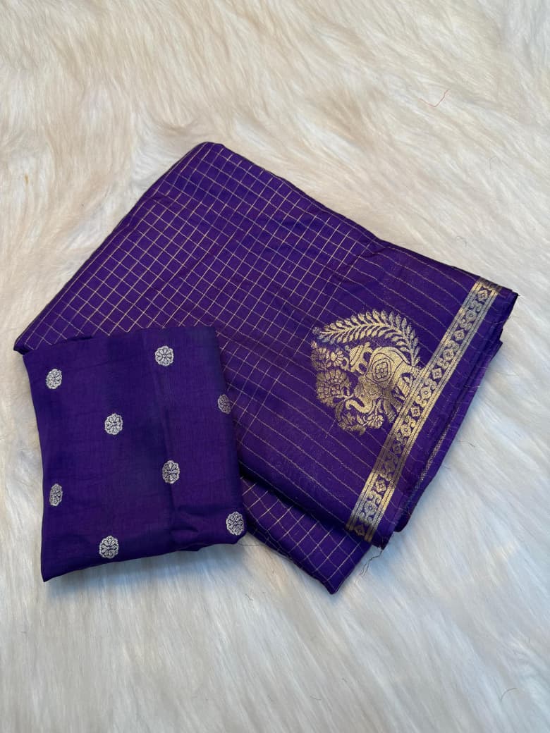 Viscose georgette chex weaving saree