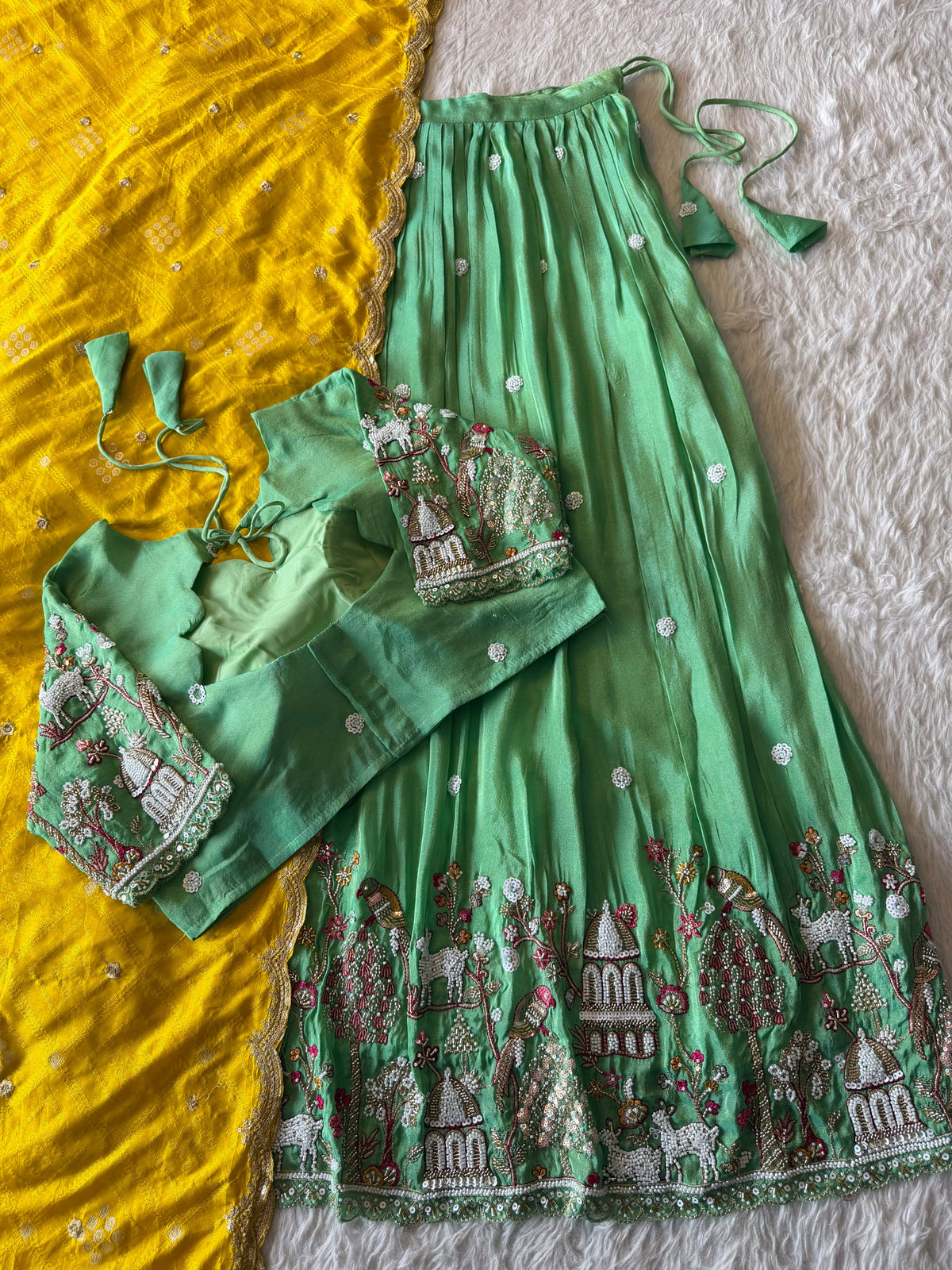 Viscose tissue fully stitched lehenga