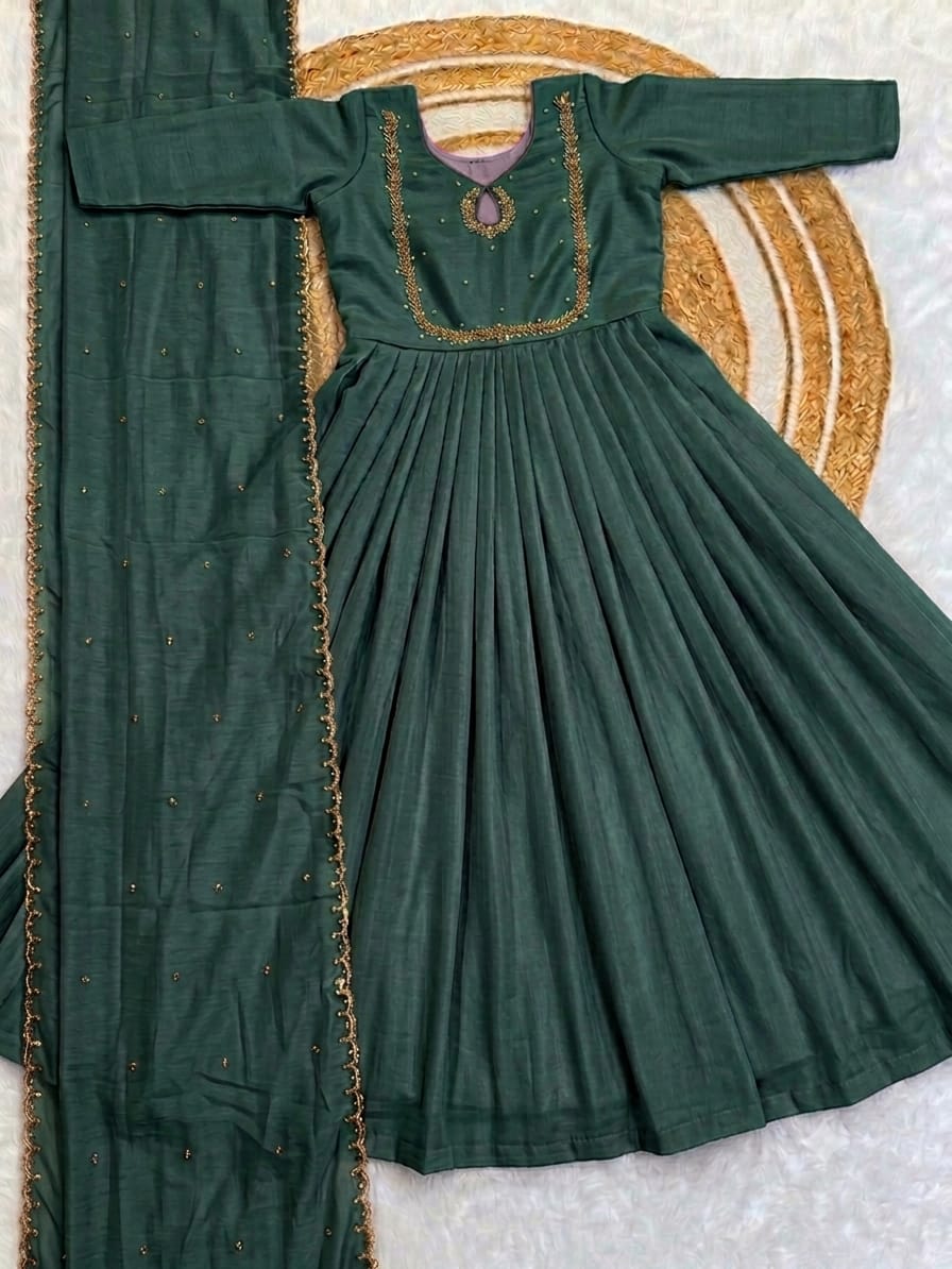 Vichitra silk anarkali suit ✨