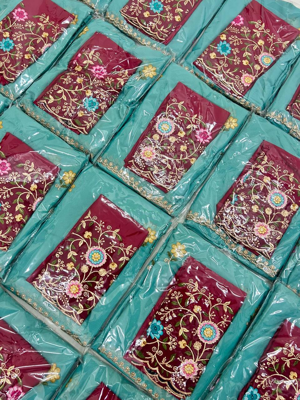 Star Georgette with embroidery sequence work saree