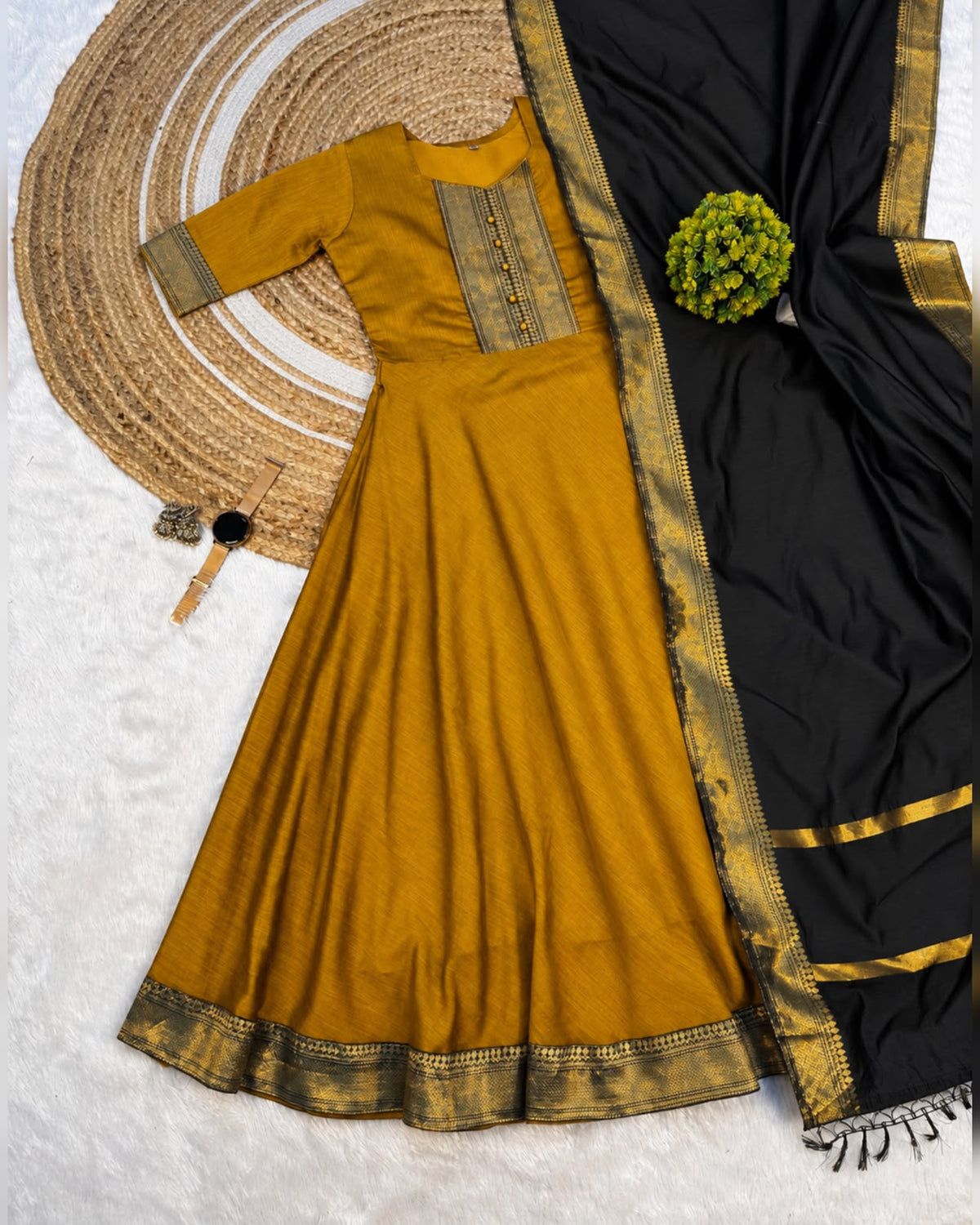 Mangalagiri silk cotton anarkali set ✨