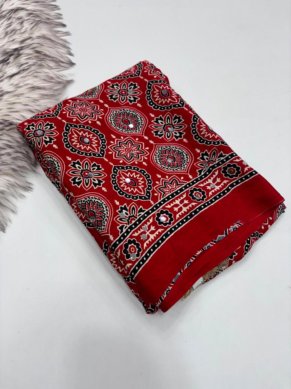 Ajarakh design saree ✨