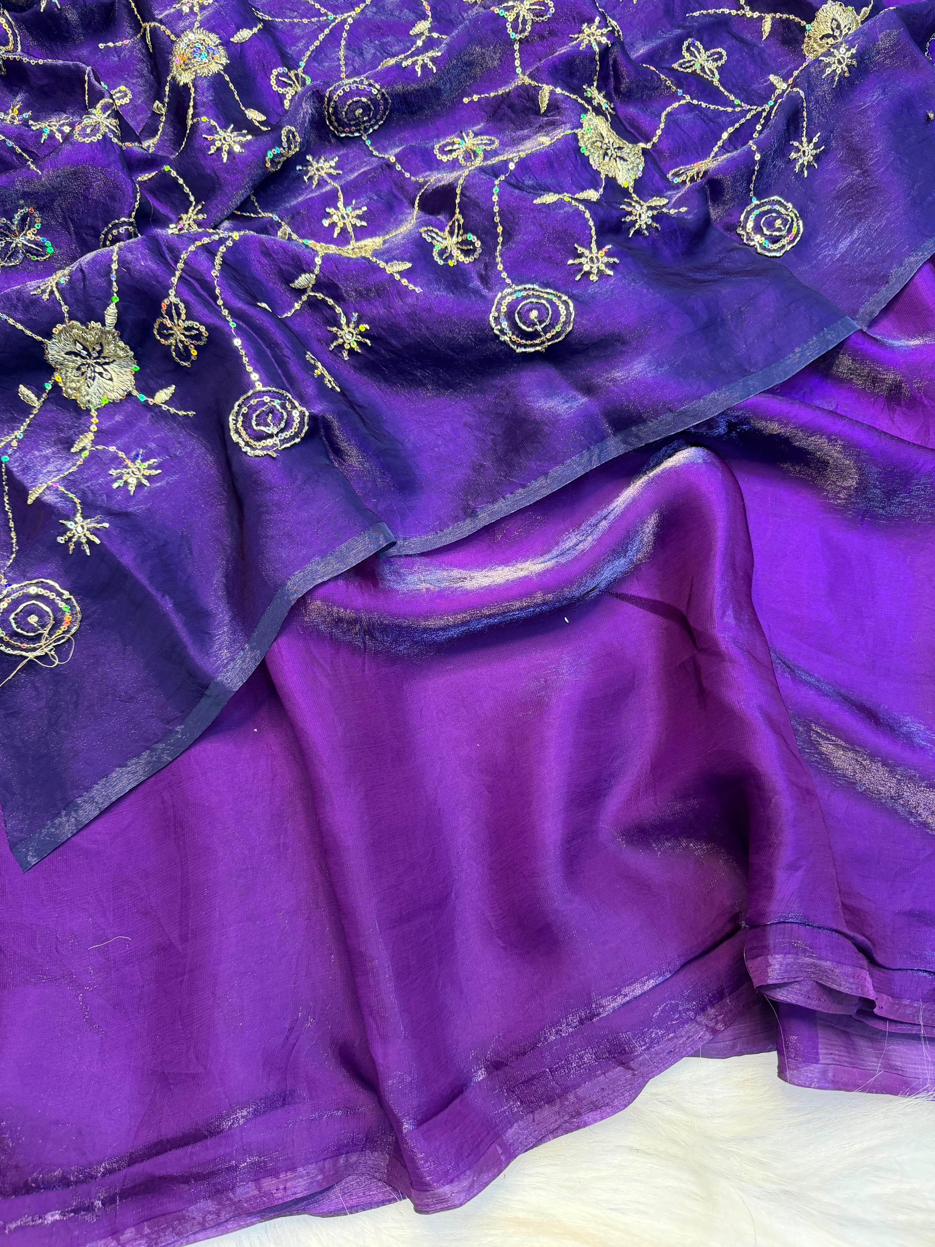 Two tone heavy space silk designer saree