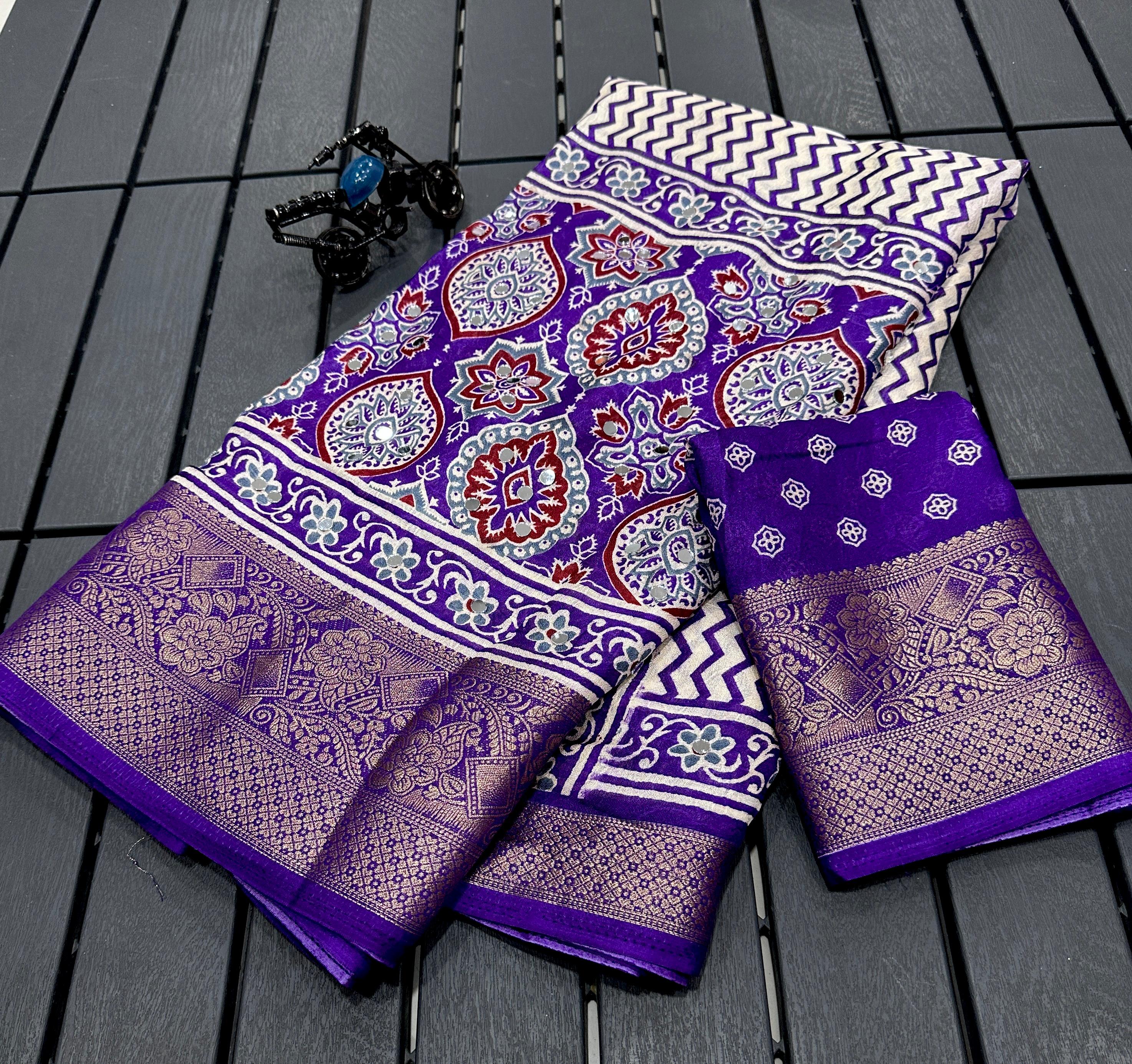 Soft georgette mirror work sarees