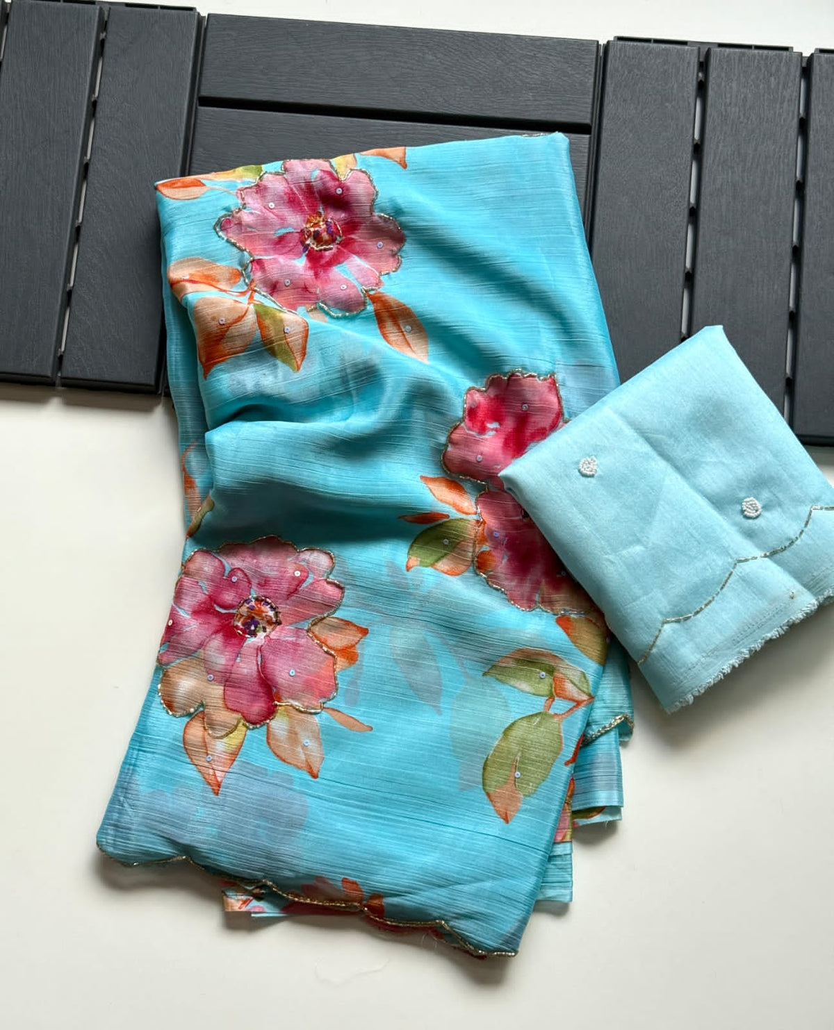 Chinnon silk floral 🌺 print saree