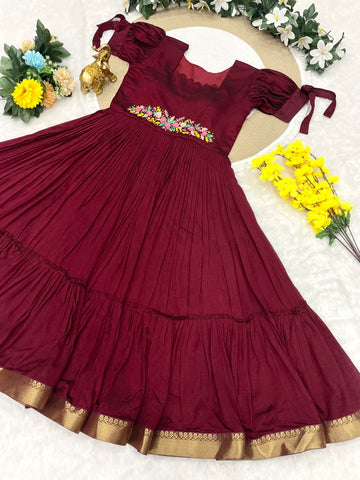 Vichitra silk maggam gown