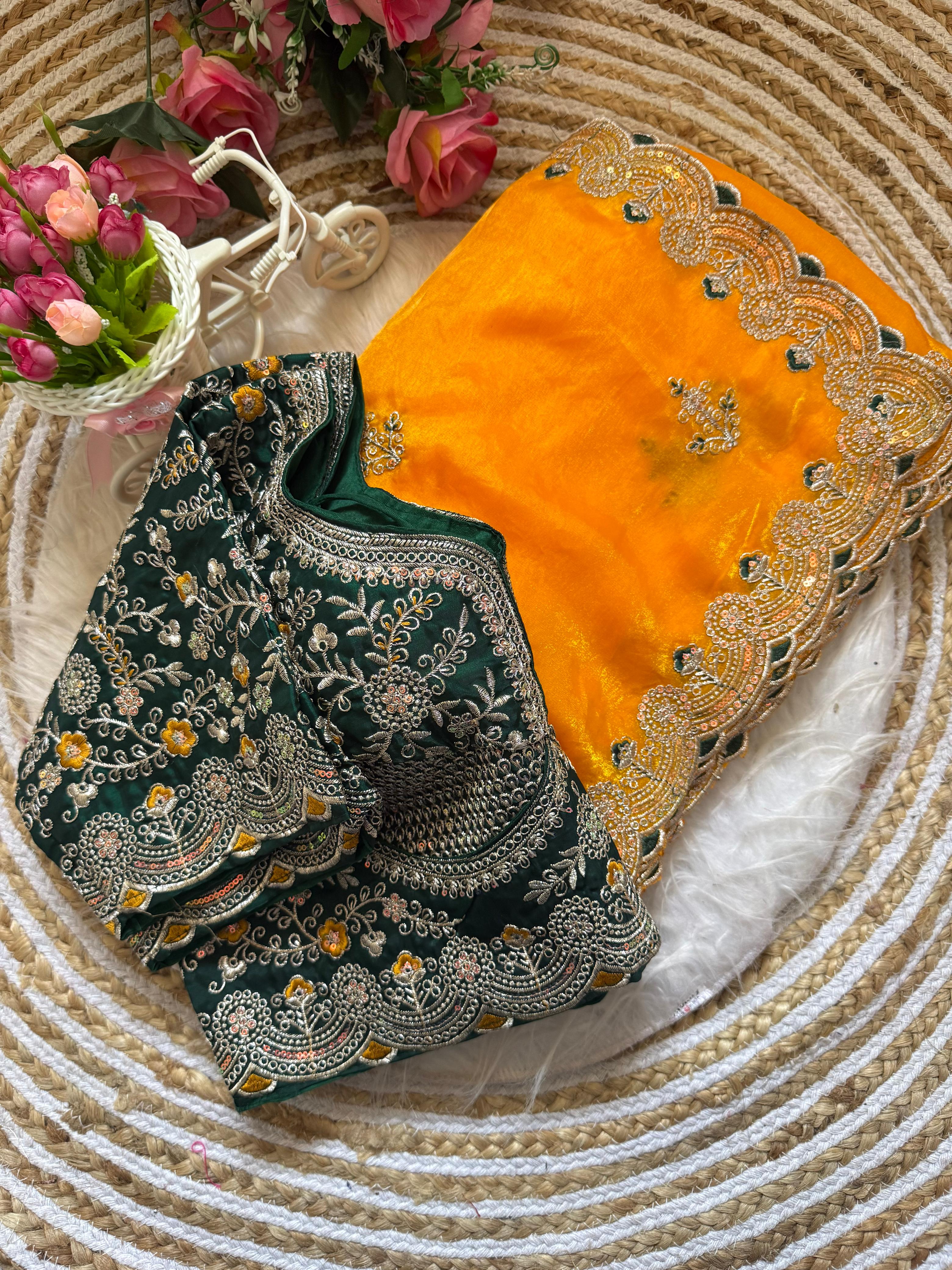 Space silk heavy designer saree
