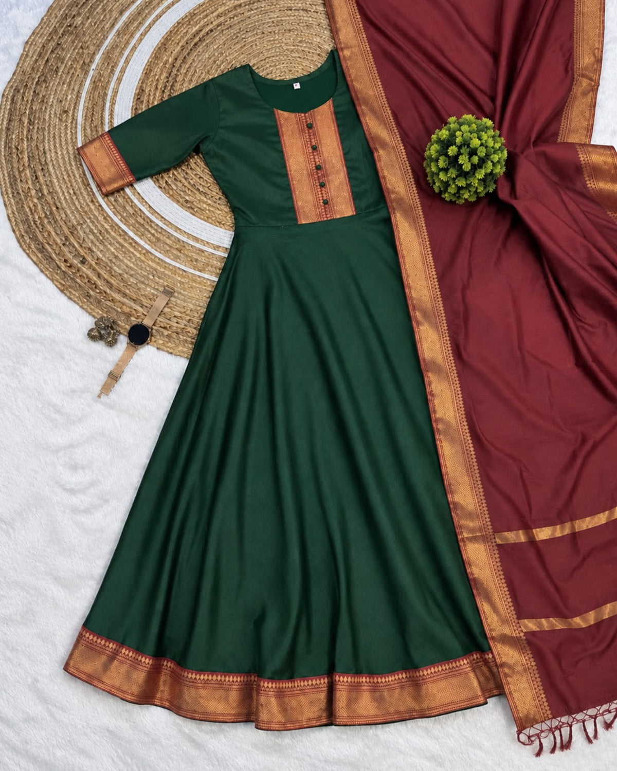 Mangalagiri silk cotton anarkali set ✨