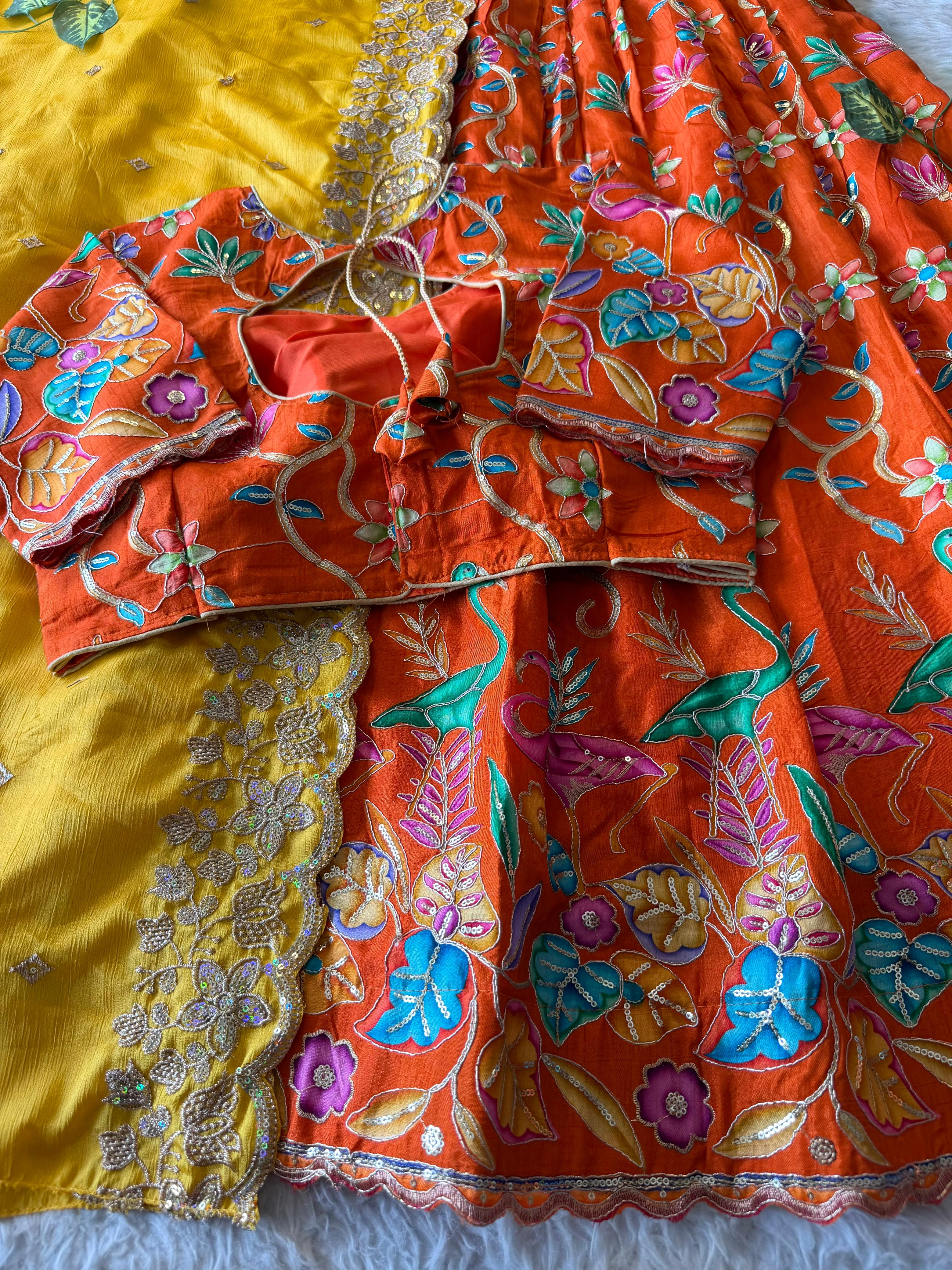 Viscose dola position embroidery lehengas