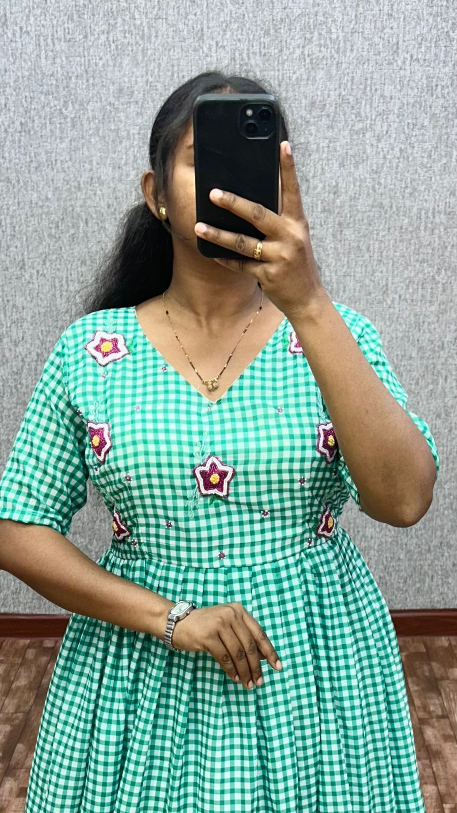 Cambric cotton checks maggam gowns