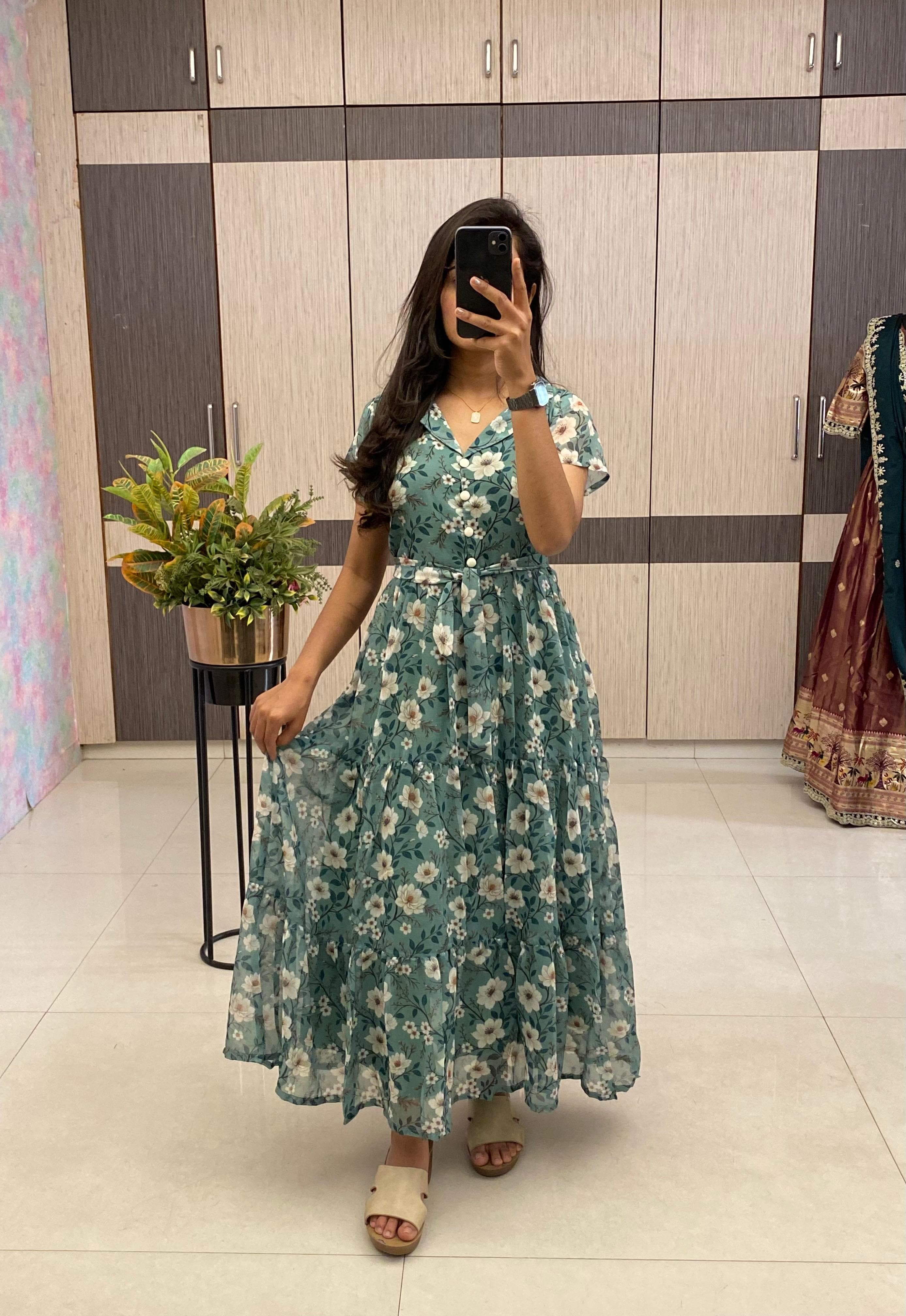 Shiffon floral 🌺 printed frock
