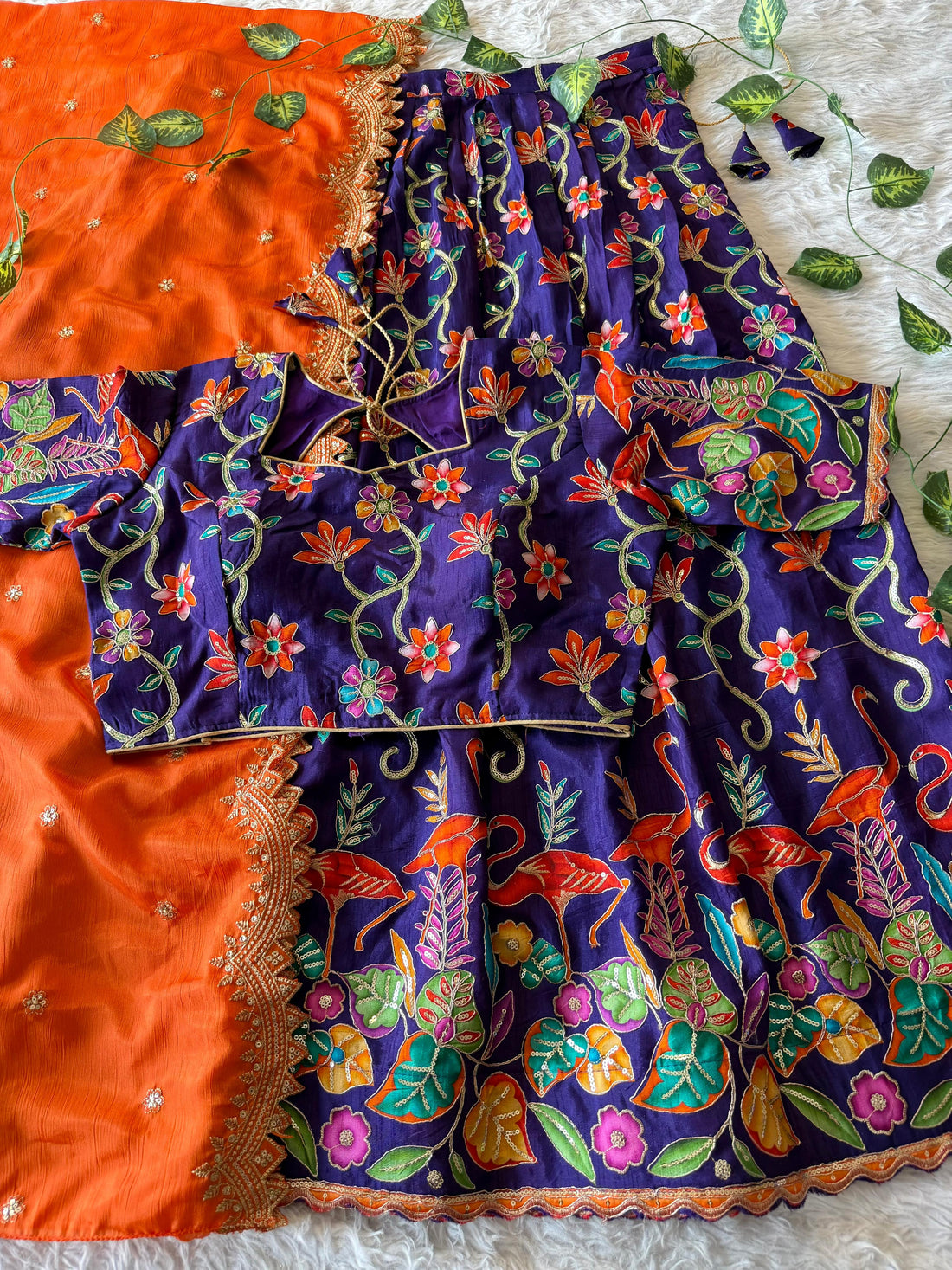 Viscose dola position embroidery lehengas