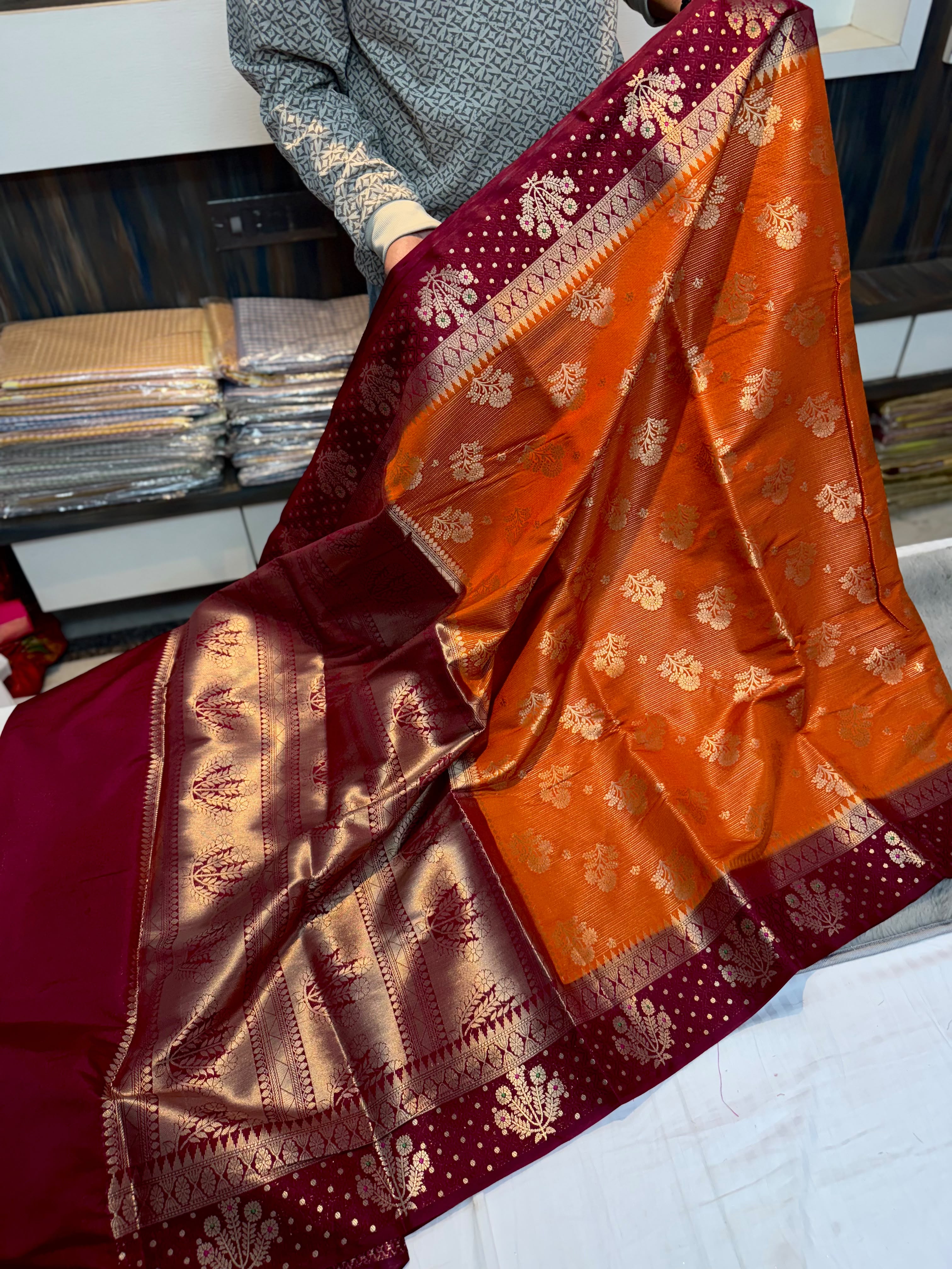 Banarasi semi Rao mango soft silk sarees