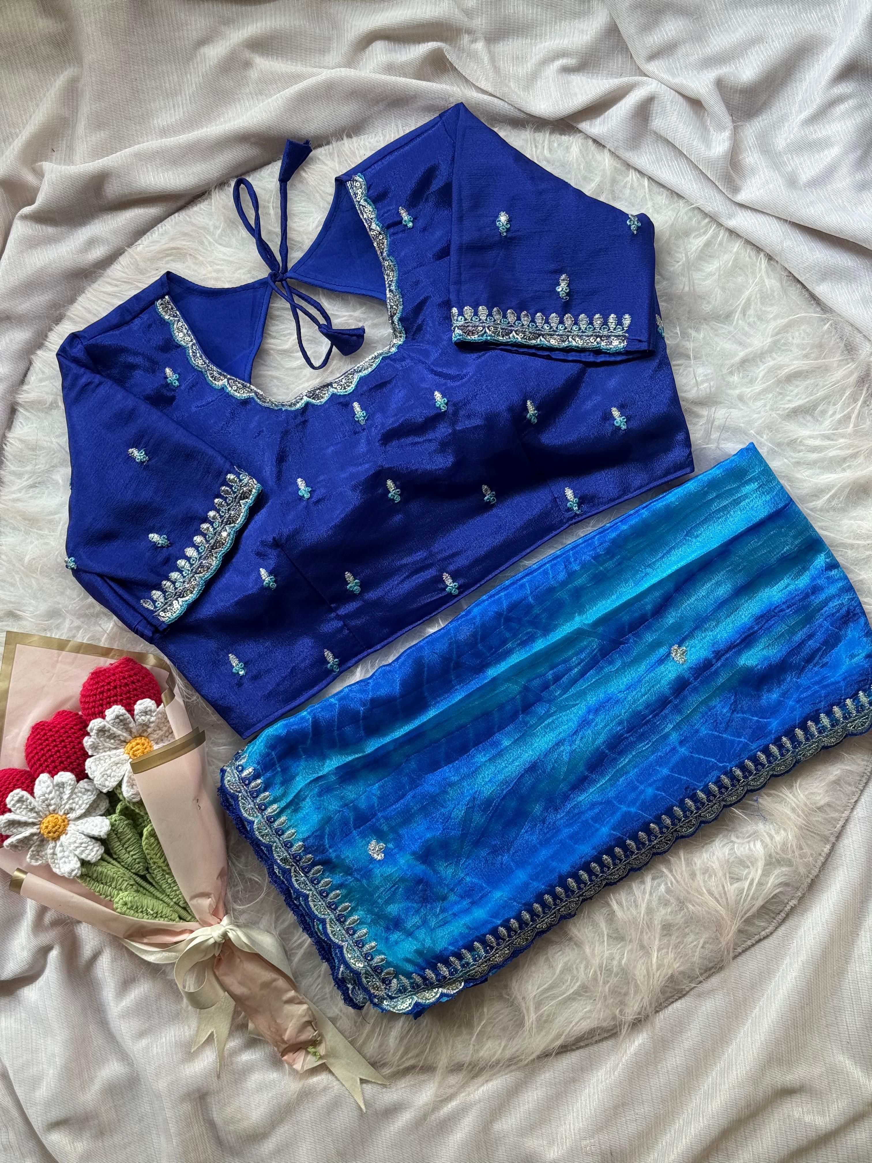 Soft chinnon shibori Tie & Die saree