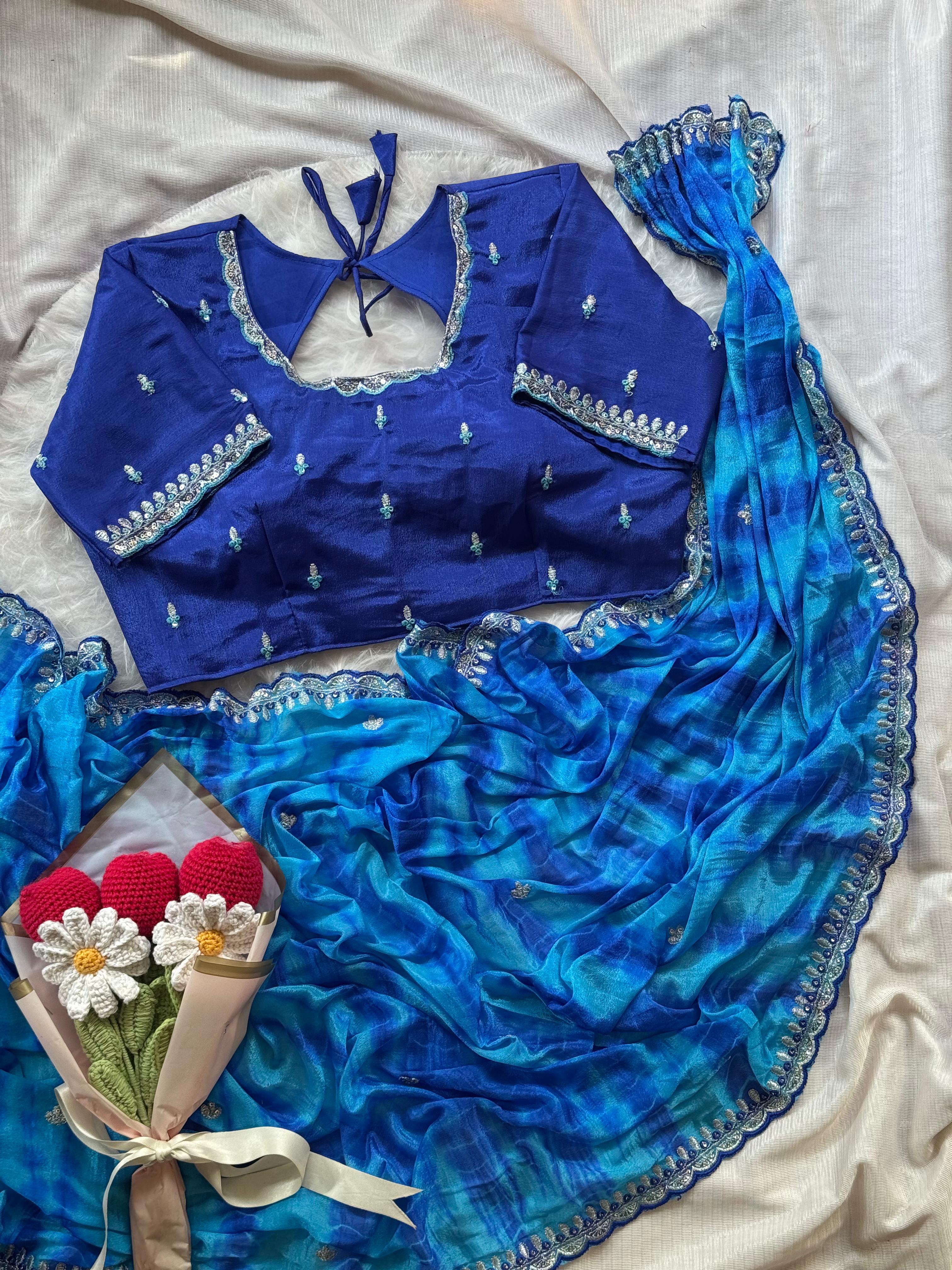 Soft chinnon shibori Tie & Die saree