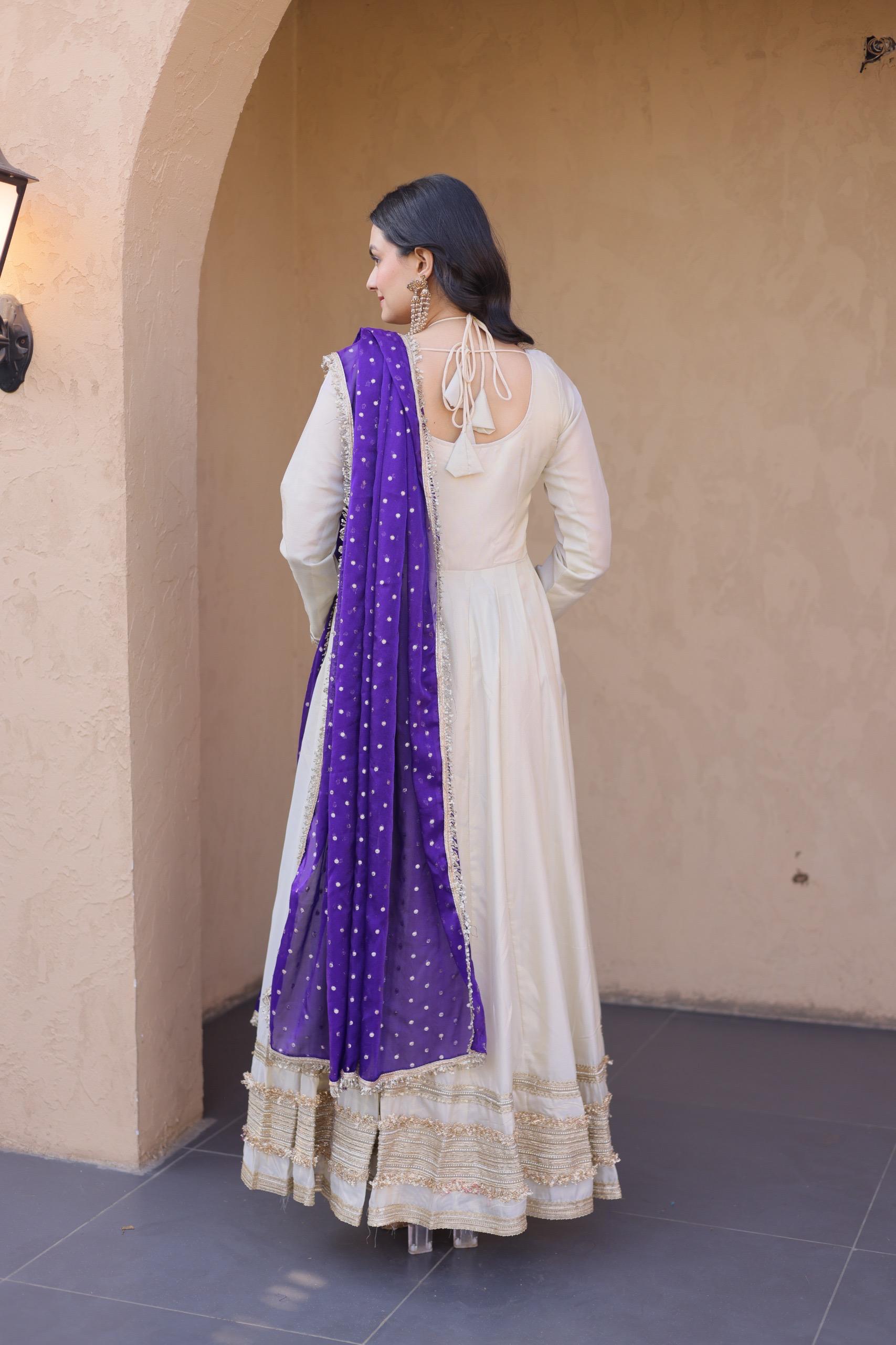 Cosmos fabric real mirror work anarkali suit
