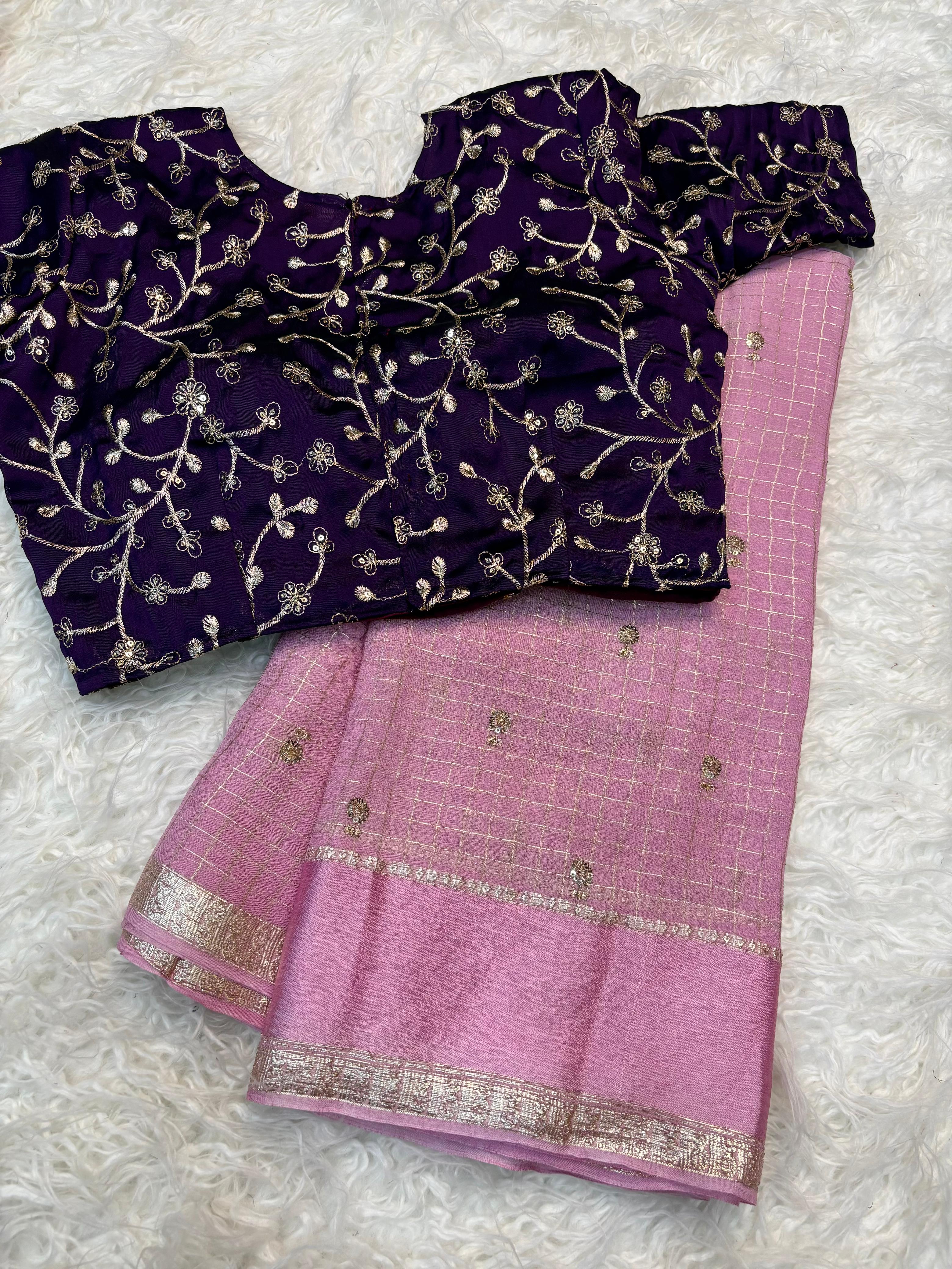 Check viscose sequence buties saree