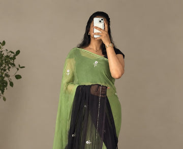 Multi shades half pure shiffon sarees