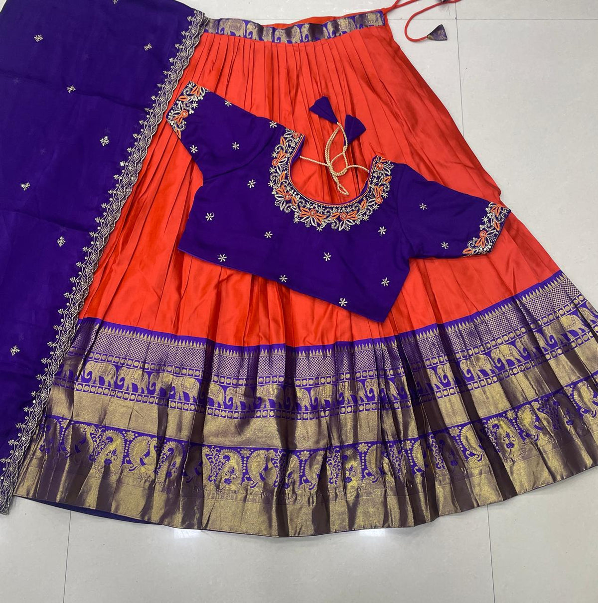 Kanjivaram silk fully stitched lehengas ✨