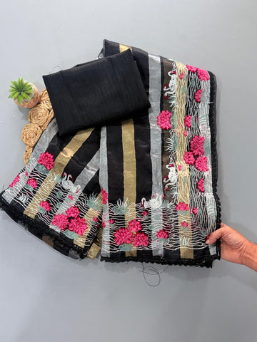 Soft organza tissue designer saree ✨