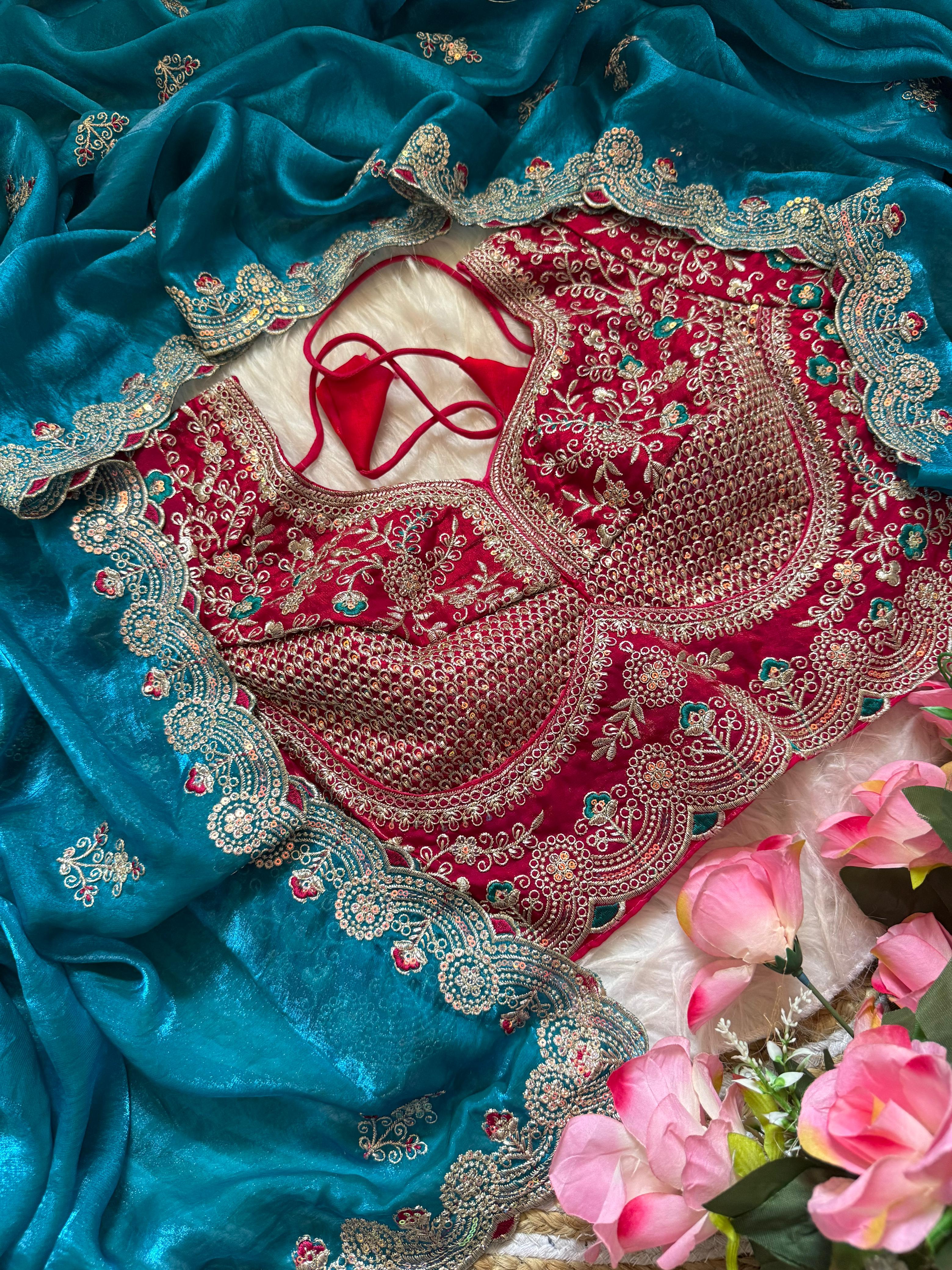 Space silk heavy designer saree