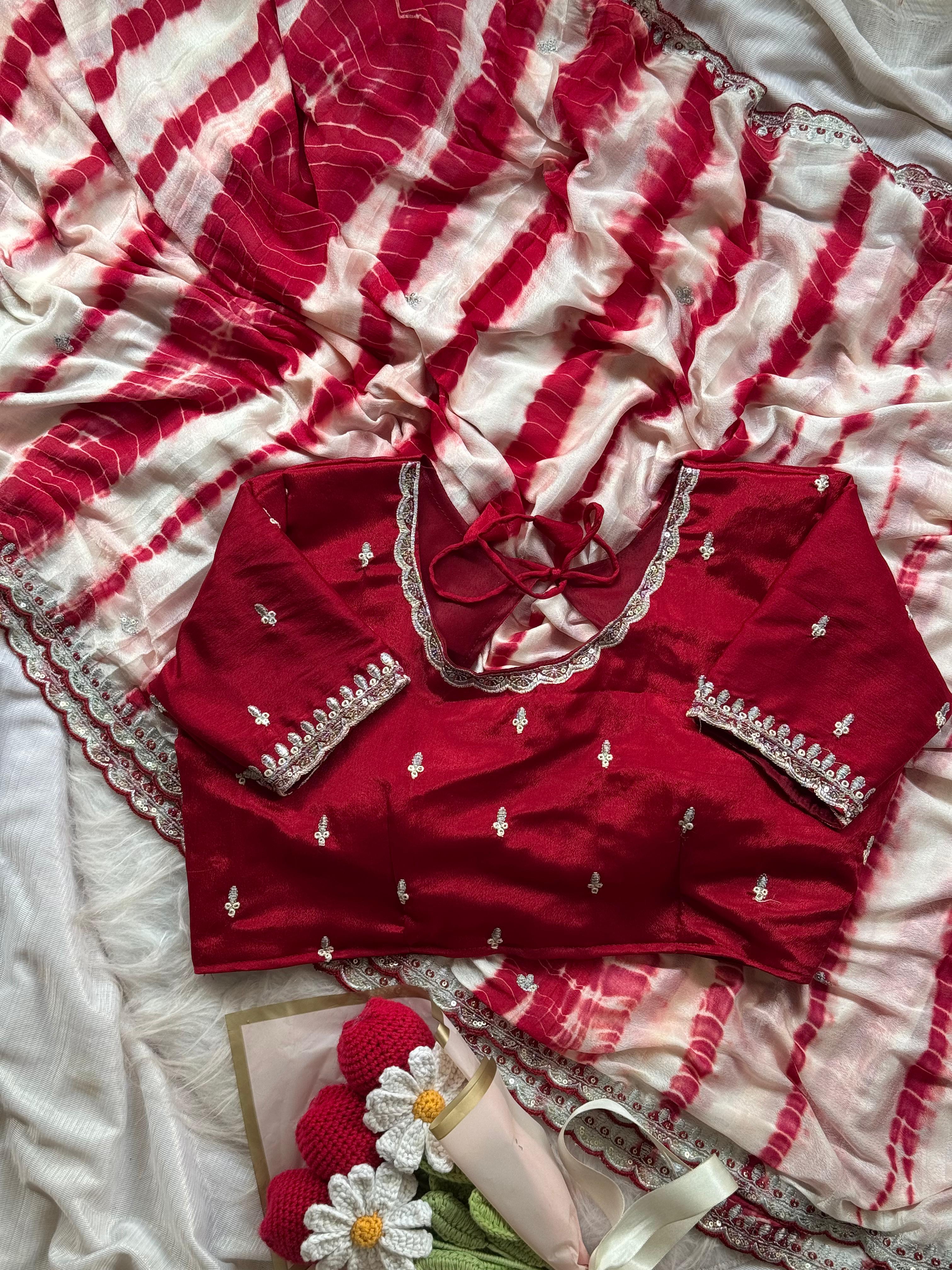 Soft chinnon shibori Tie & Die saree